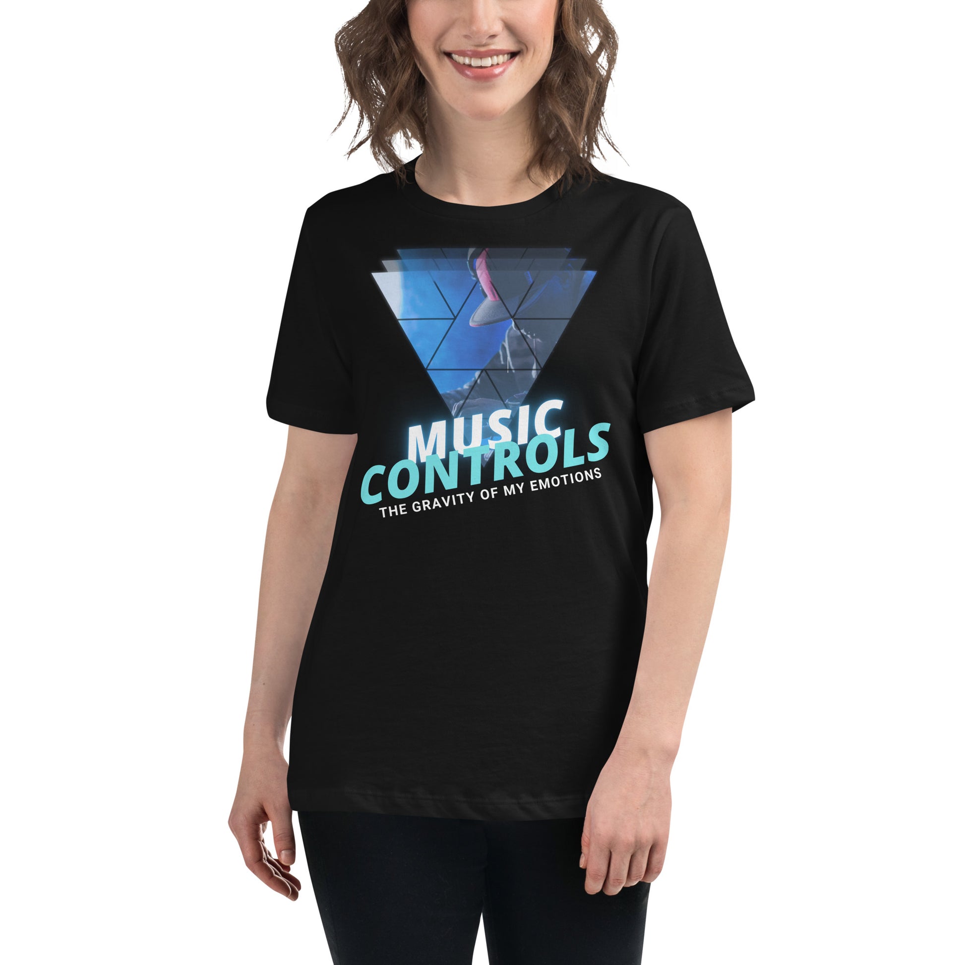 Music Controls the Gravity of My Emotions Black Motivational Women’s T-Shirt Lifestyle