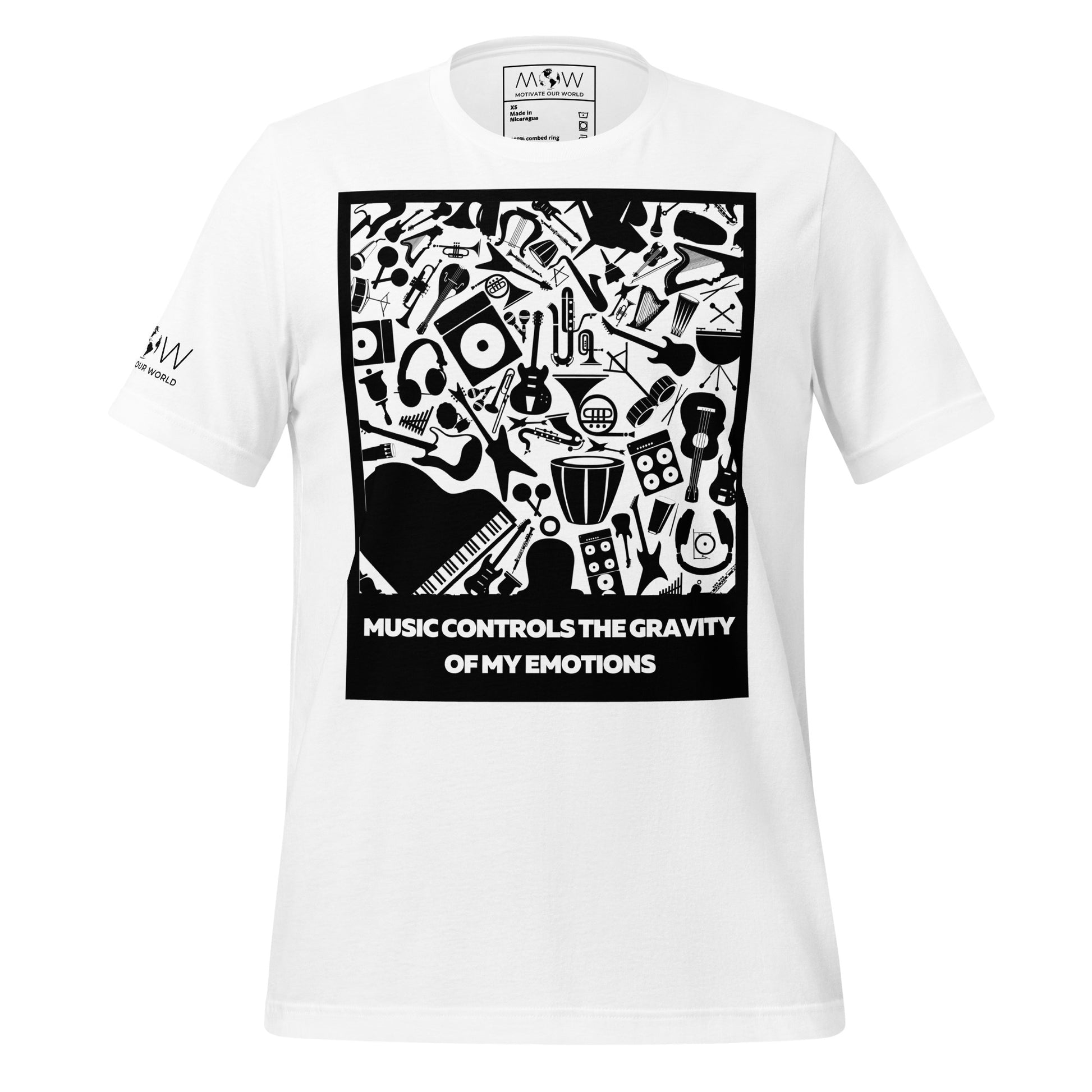 Music Controls the Gravity of My Emotions White Motivational Men's T-Shirt