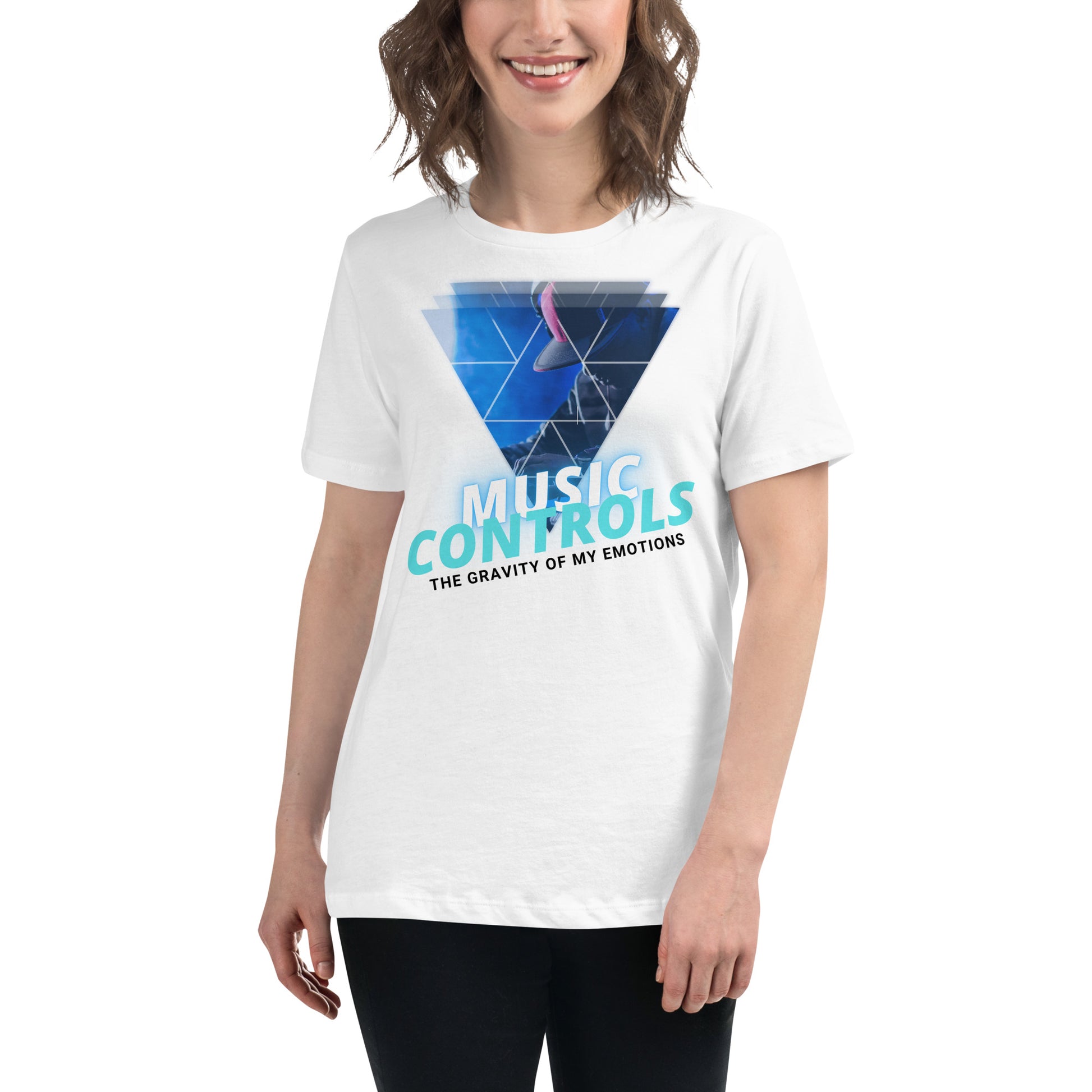 Music Controls the Gravity of My Emotions White Motivational Women’s T-Shirt Lifestyle