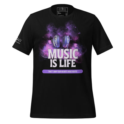 Music Is Life That’s Why Hearts Have Beats Black Motivational Men's T-Shirt