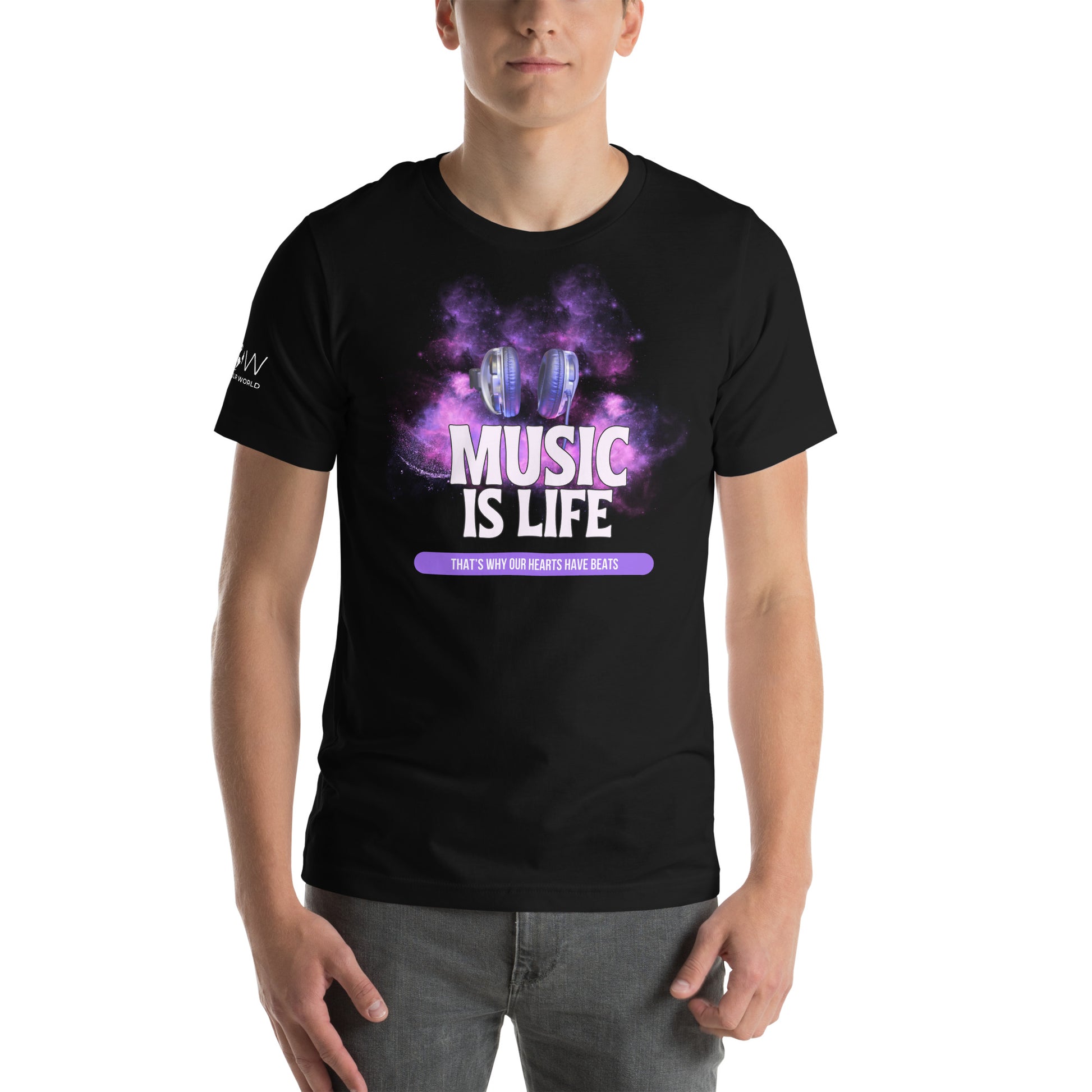 Music Is Life That’s Why Hearts Have Beats Black Motivational Men's T-Shirt