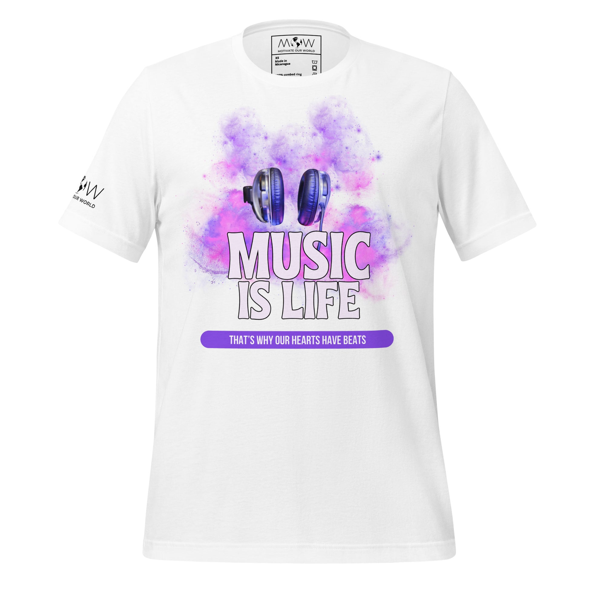 Music Is Life That’s Why Hearts Have Beats White Motivational Men's T-Shirt