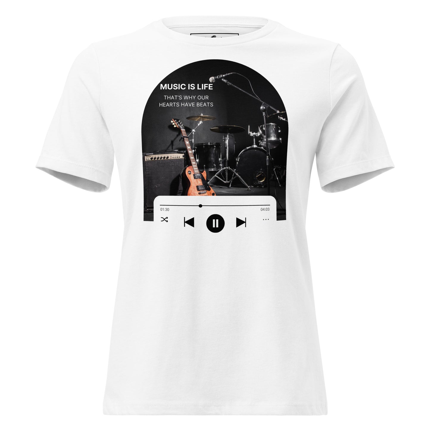 Music Is Life That’s Why Hearts Have Beats White Motivational Women’s T-Shirt