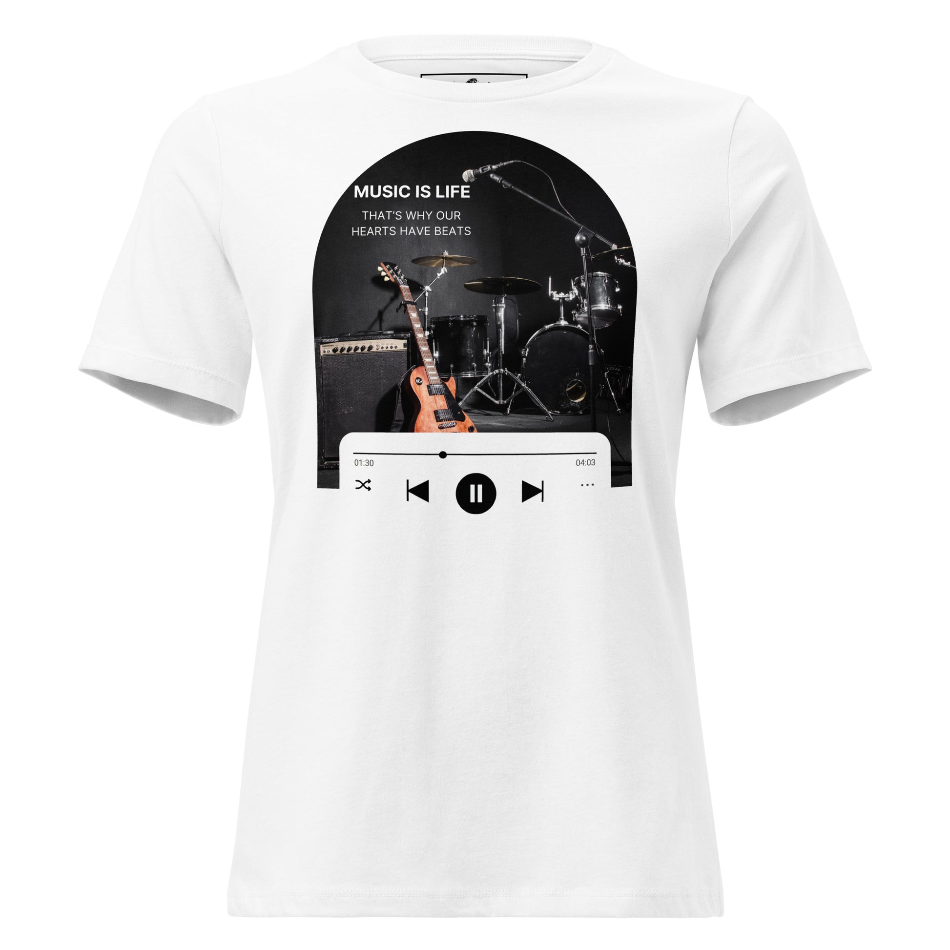 Music Is Life That’s Why Hearts Have Beats White Motivational Women’s T-Shirt