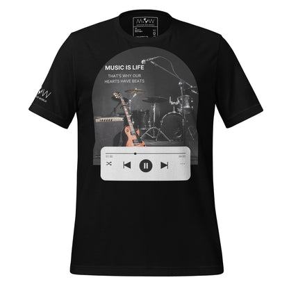 Music Is Life That’s Why Our Hearts Have Beats Black Motivational Men's T-Shirt