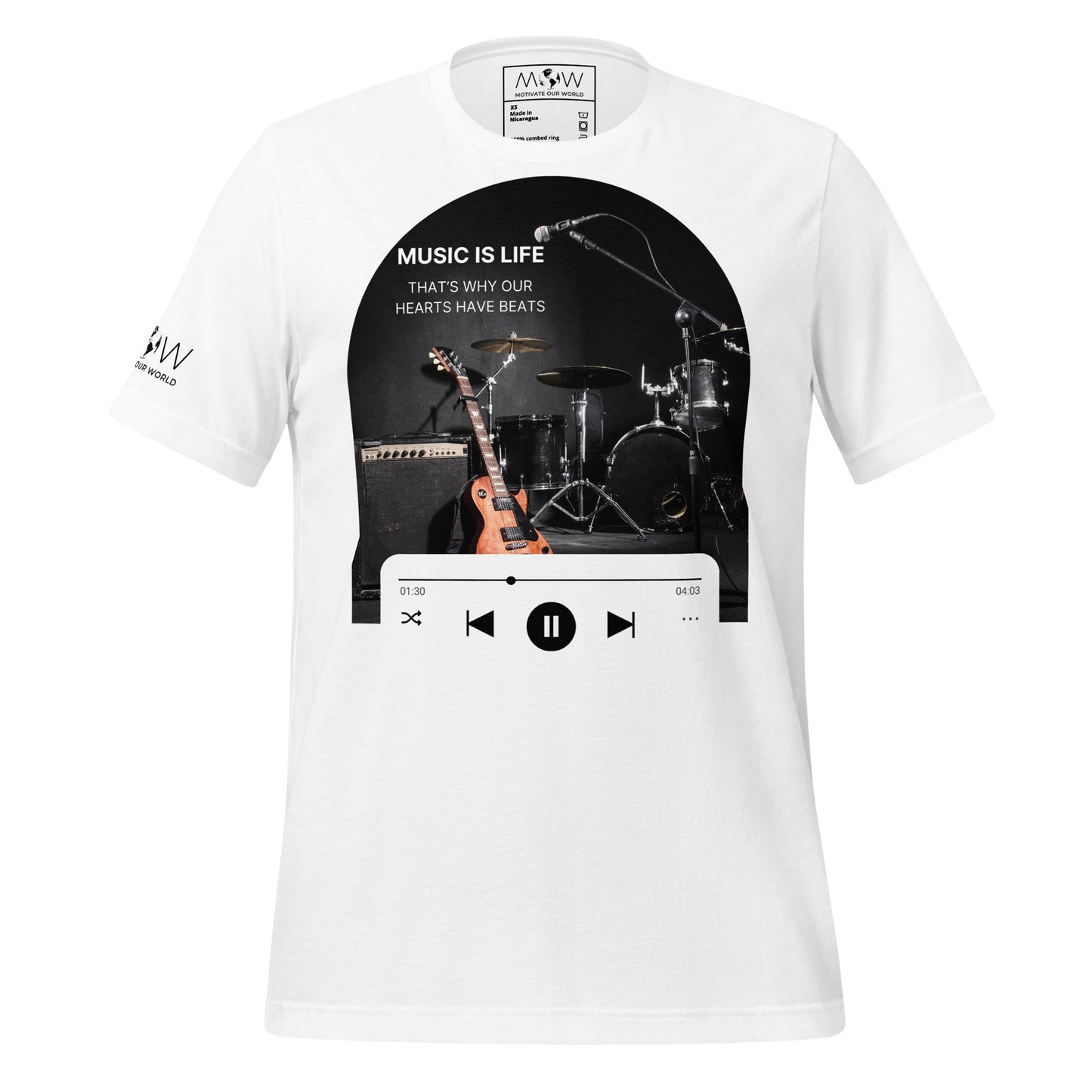 Music Is Life That’s Why Our Hearts Have Beats White Motivational Men's T-Shirt