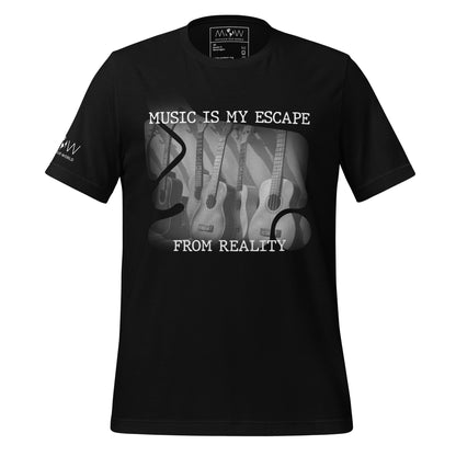 Music Is My Escape From Reality - Acoustic Flow Edition Black Motivational Men's T-Shirt