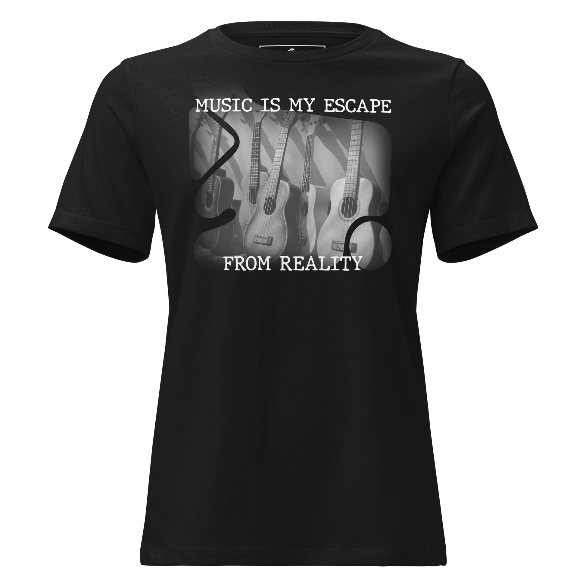 Music Is My Escape From Reality - Acoustic Flow Edition Black Motivational Women’s T-Shirt