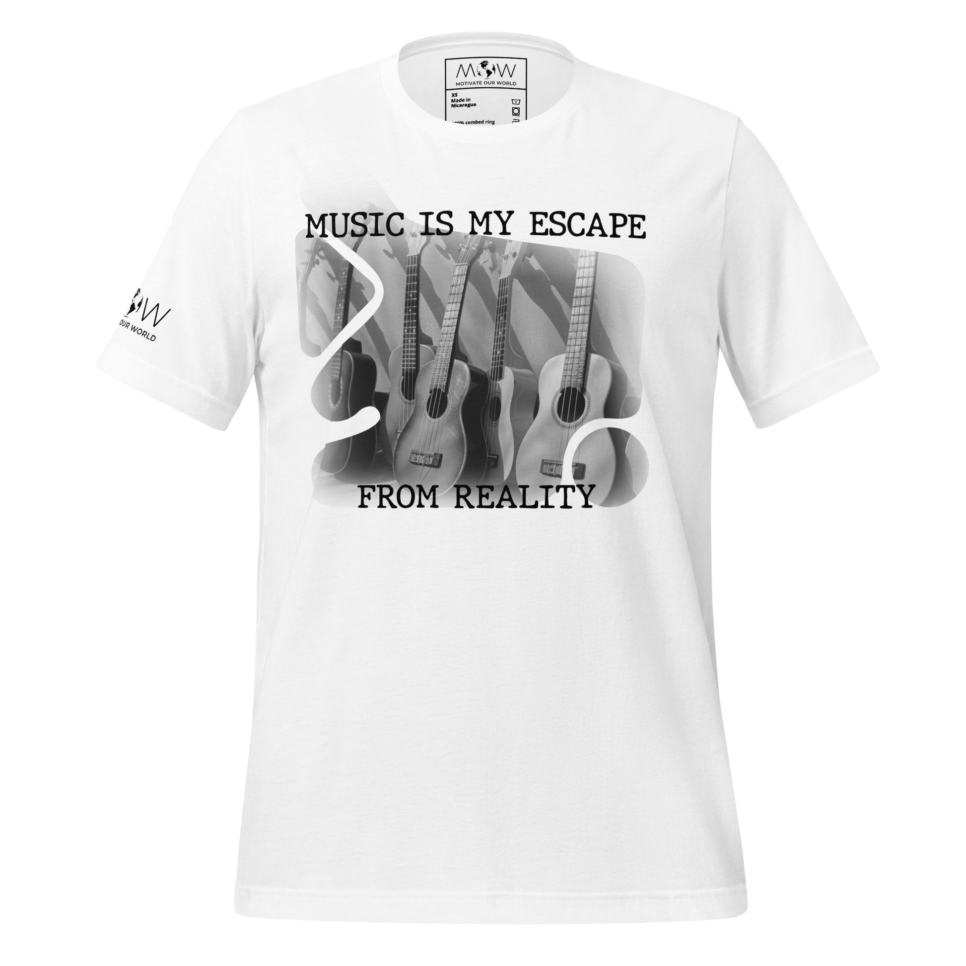 Music Is My Escape From Reality - Acoustic Flow Edition White Motivational Men's T-Shirt