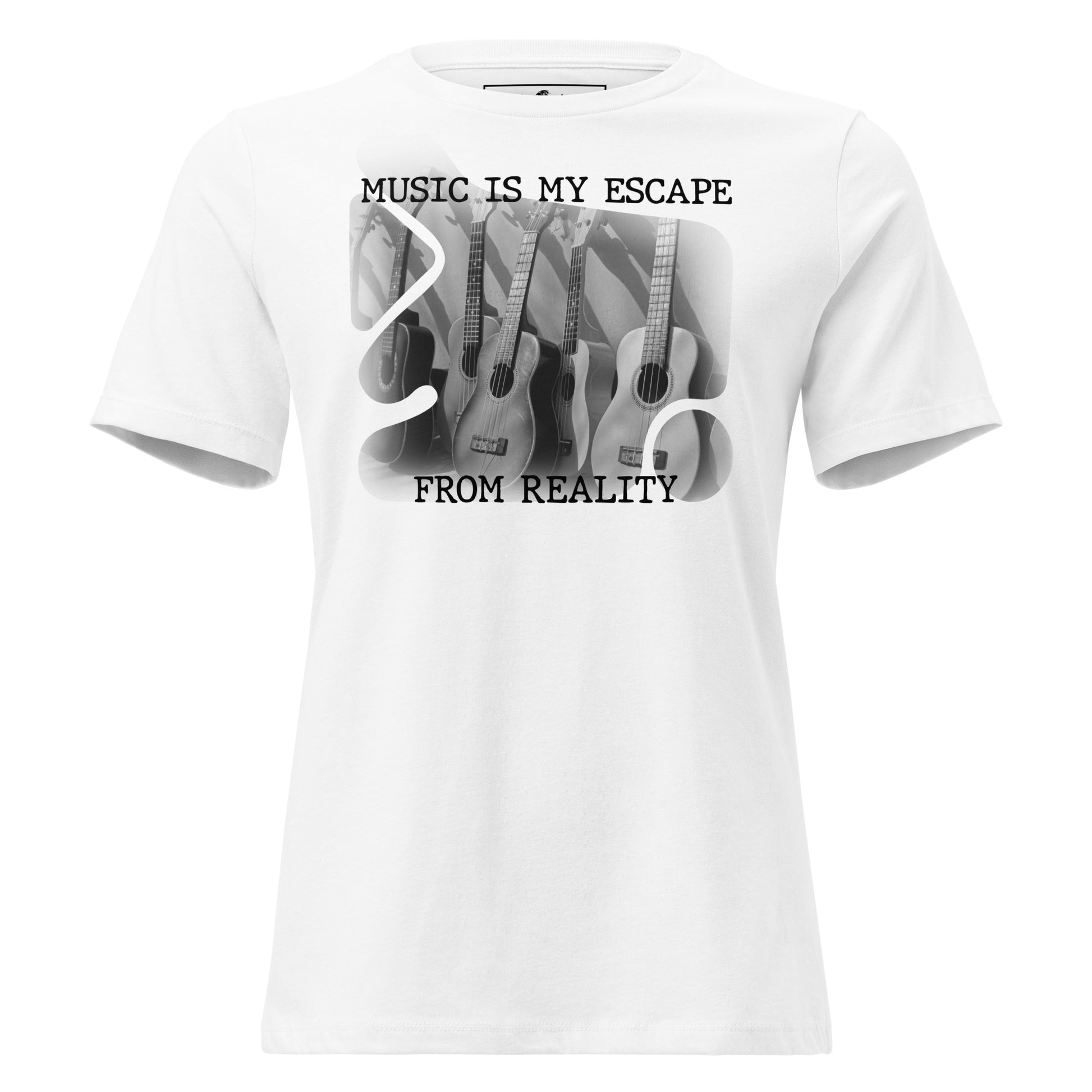 Music Is My Escape From Reality - Acoustic Flow Edition White Motivational Women’s T-Shirt