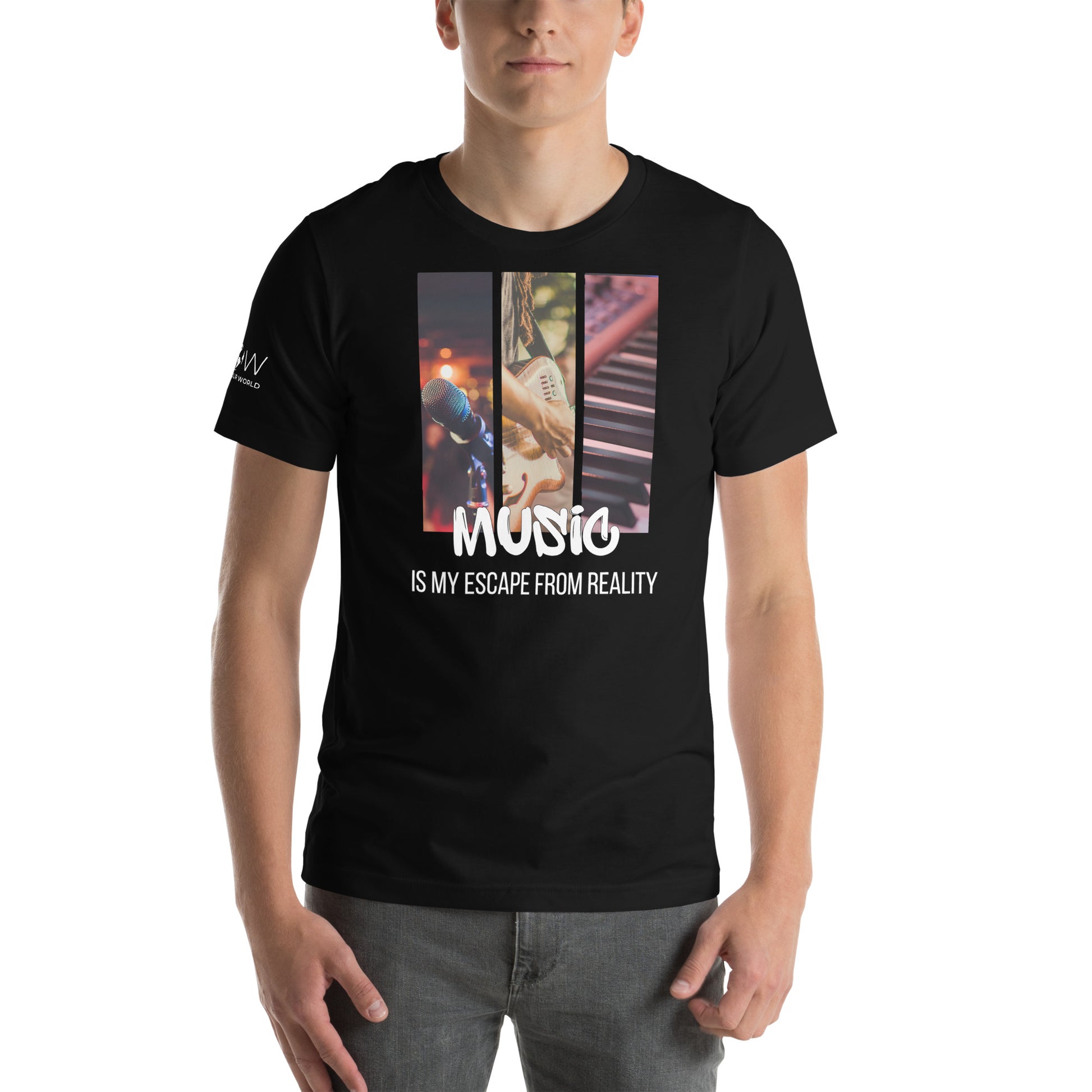 Music Is My Escape From Reality - Live Vibes Edition Black Motivational Men's T-Shirt