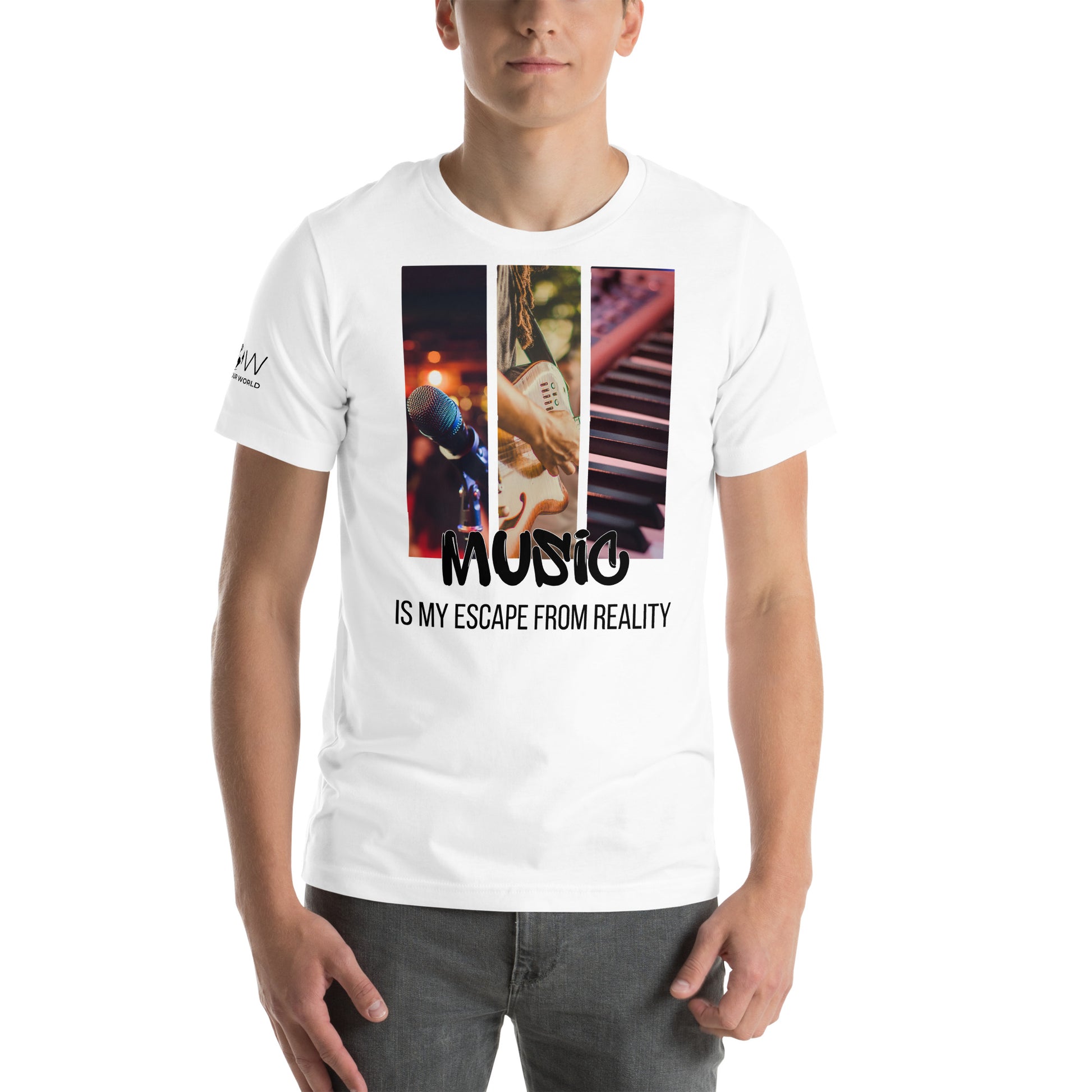 Music Is My Escape From Reality - Live Vibes Edition White Motivational Men's T-Shirt
