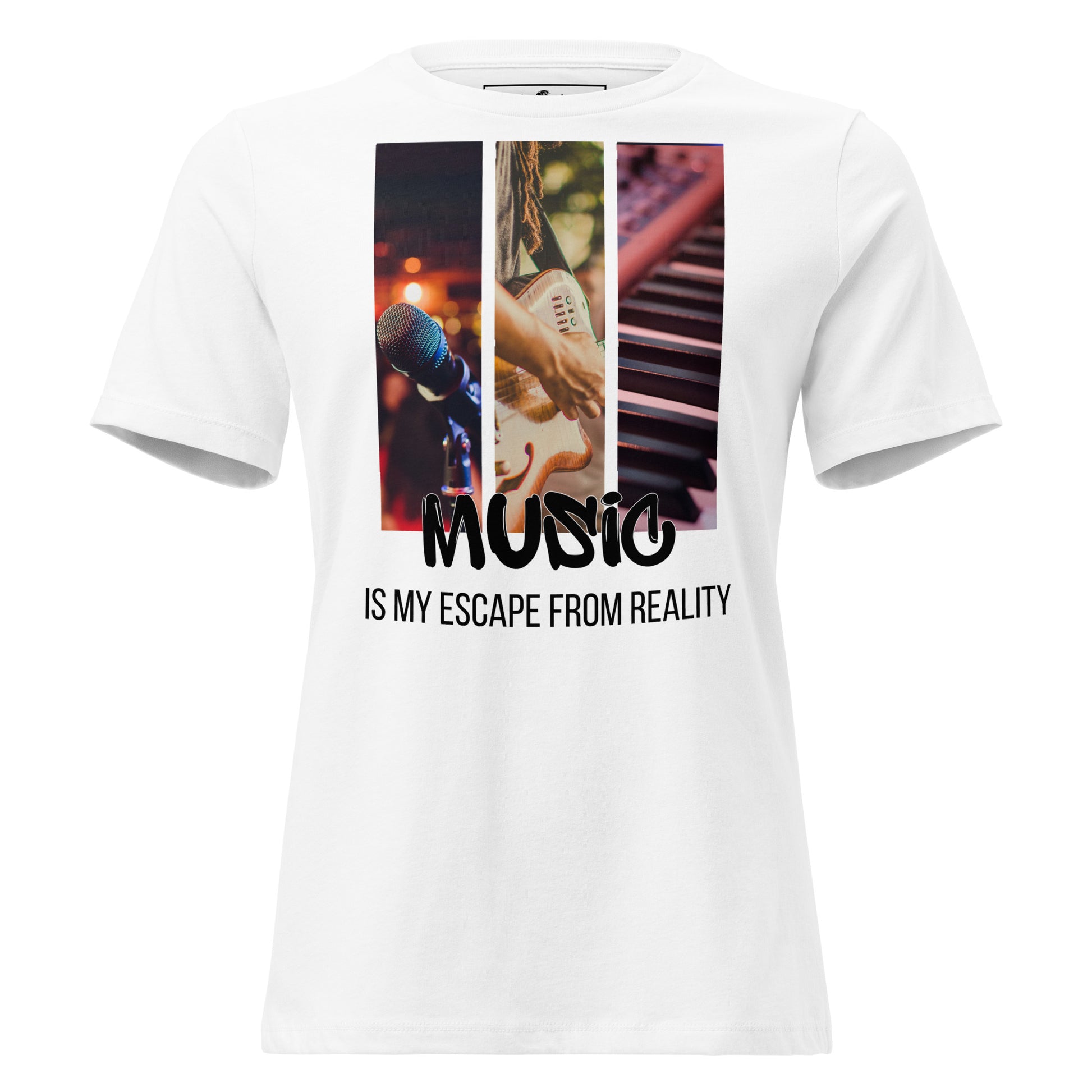 Music Is My Escape From Reality - Live Vibes Edition White Motivational Women’s T-Shirt