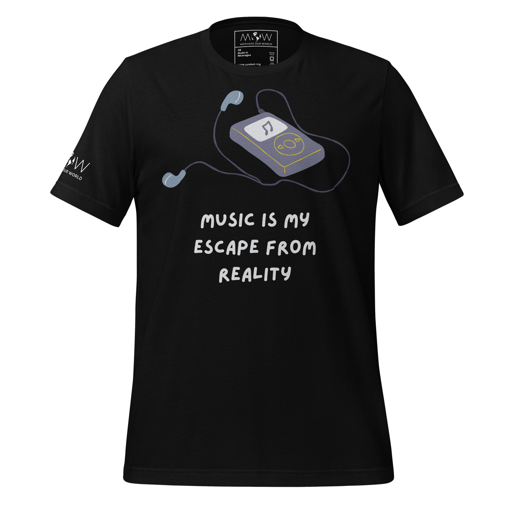 Music Is My Escape From Reality - Retro MP3 Edition Black Motivational Men's T-Shirt