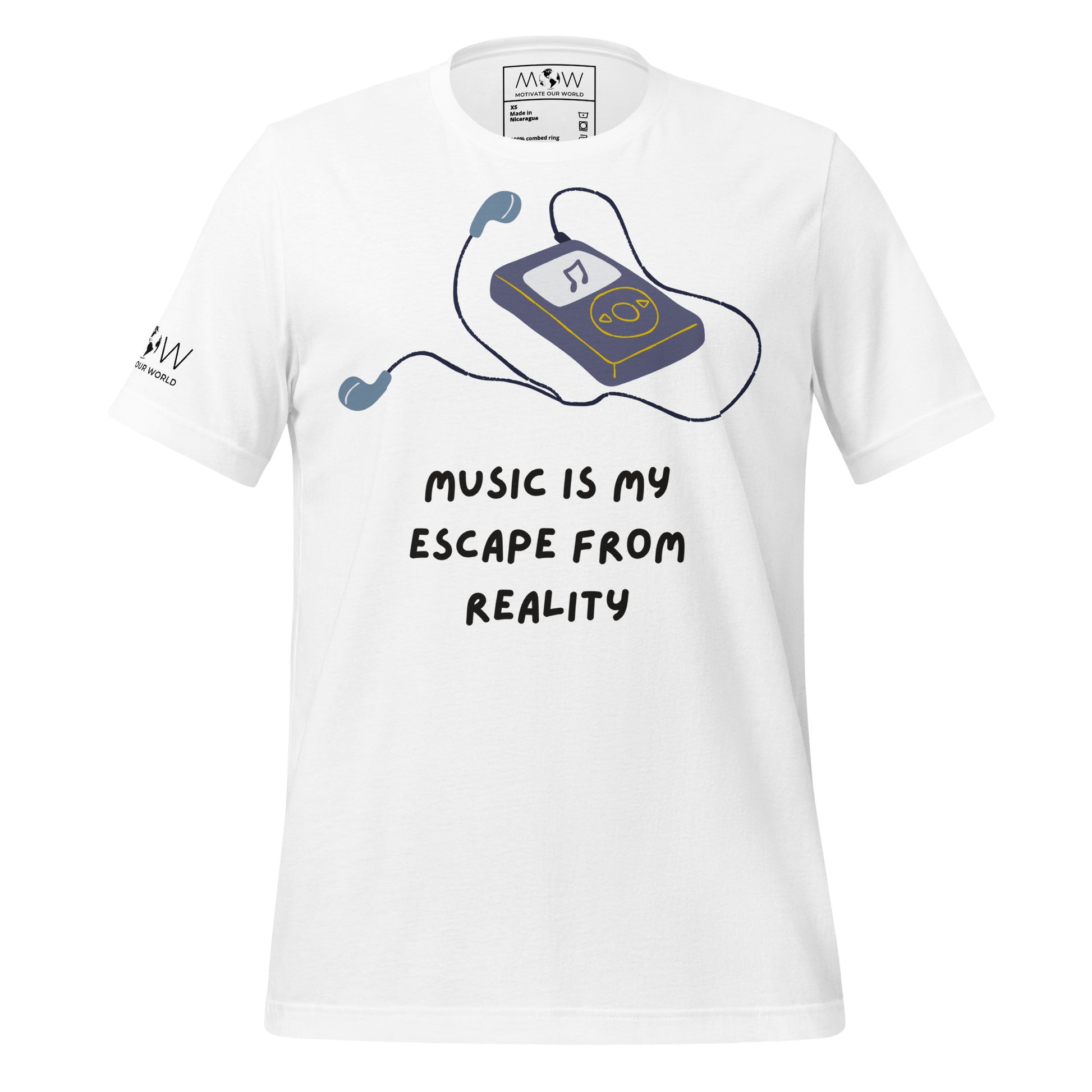 Music Is My Escape From Reality - Retro MP3 Edition White Motivational Men's T-Shirt Lifestyle