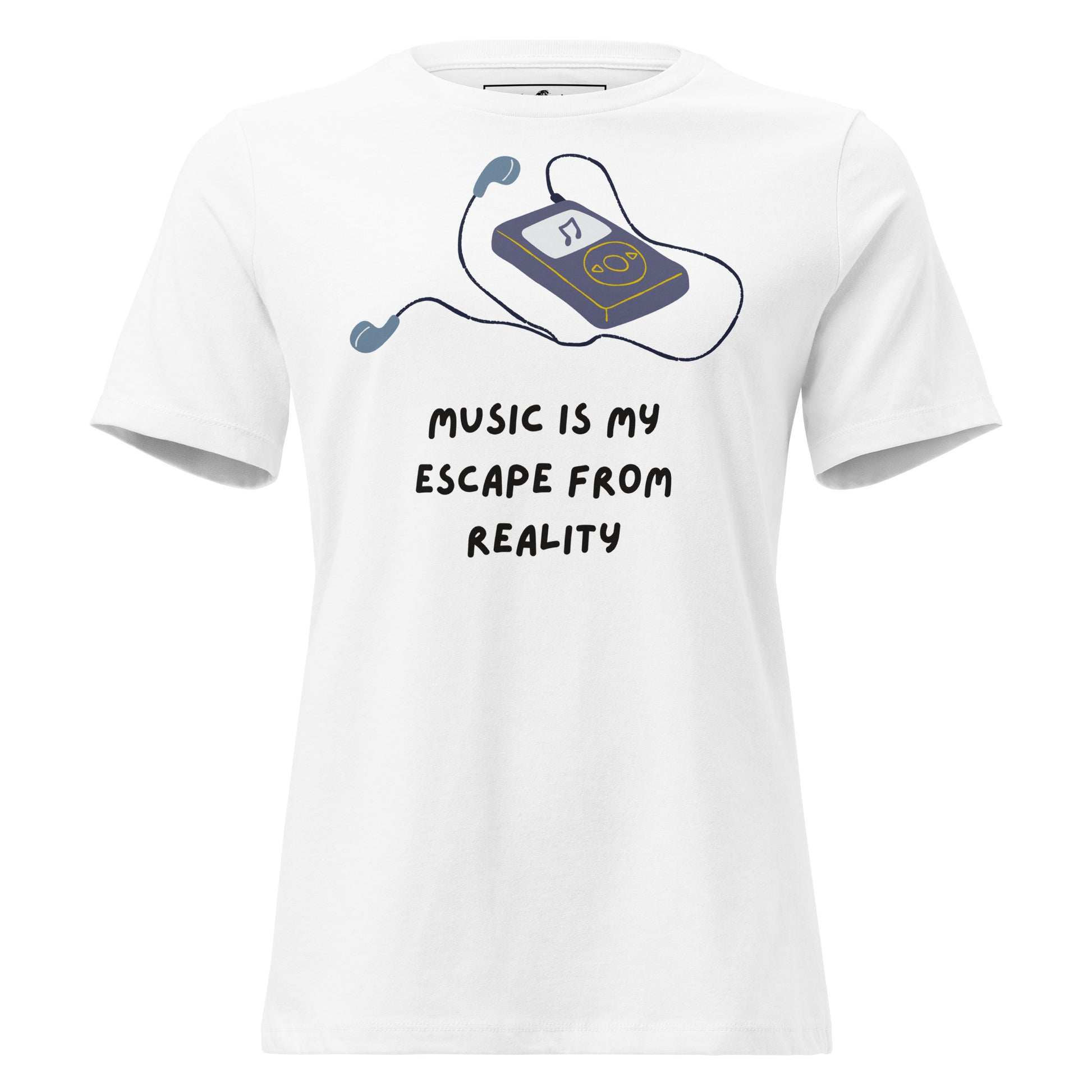 Music Is My Escape From Reality - Retro MP3 Edition White Motivational Women’s T-Shirt