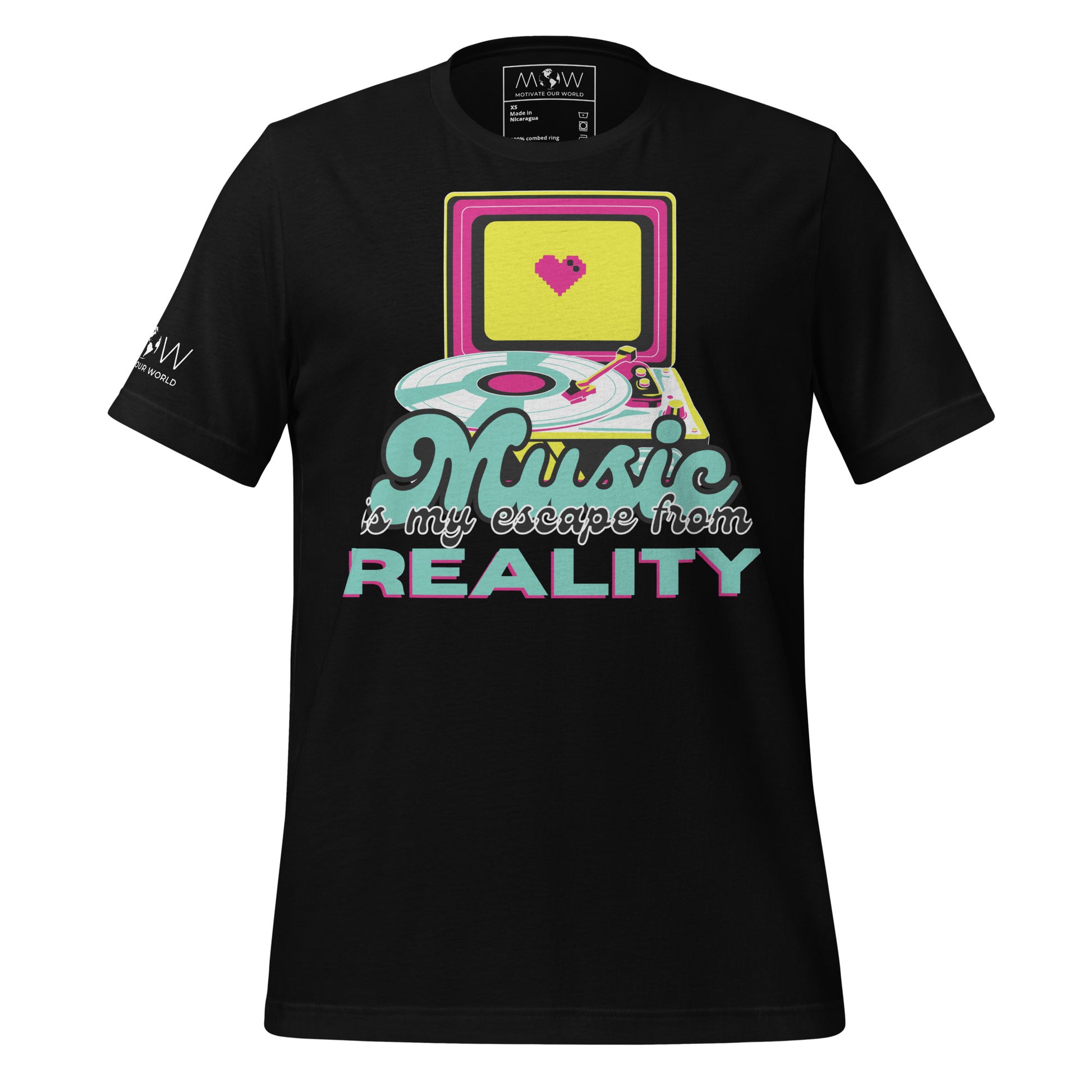 Music Is My Escape From Reality Black Motivational Men's T-Shirt