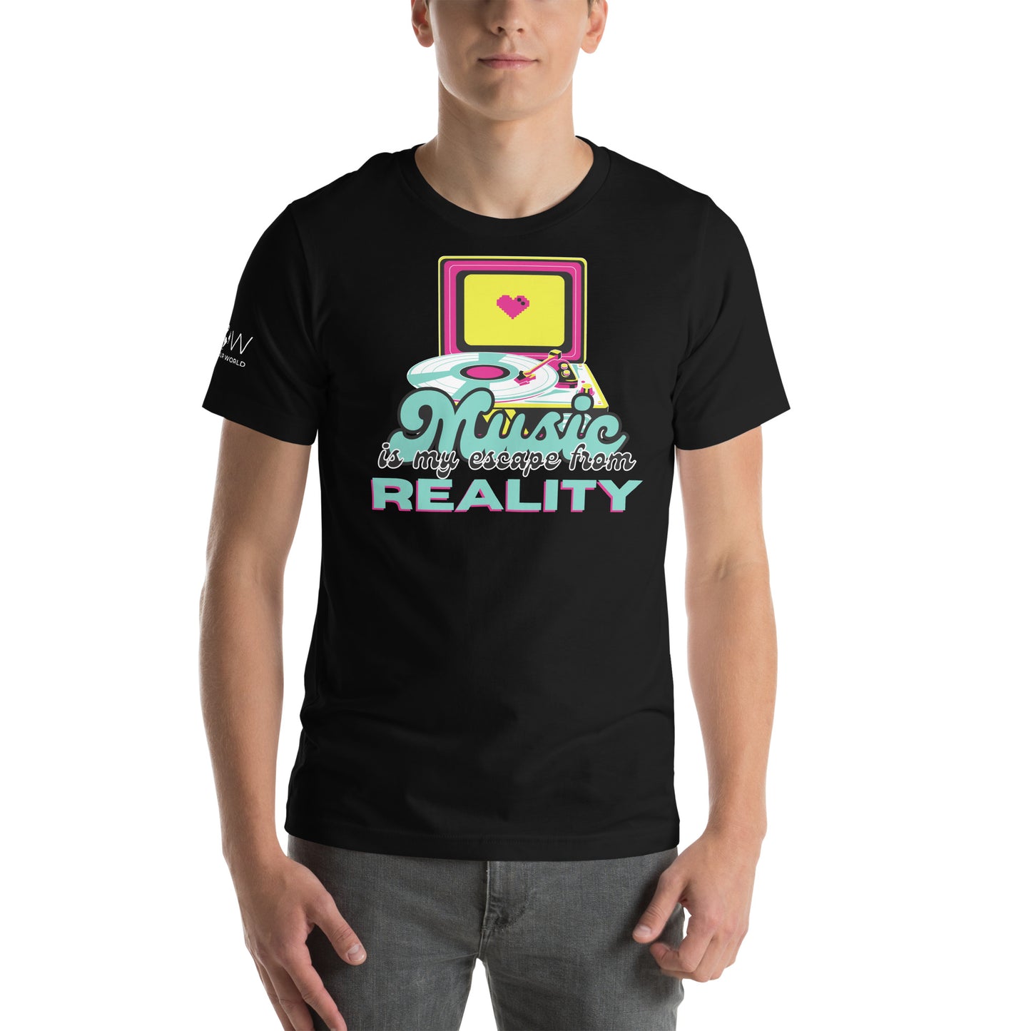 Music Is My Escape From Reality Black Motivational Men's T-Shirt