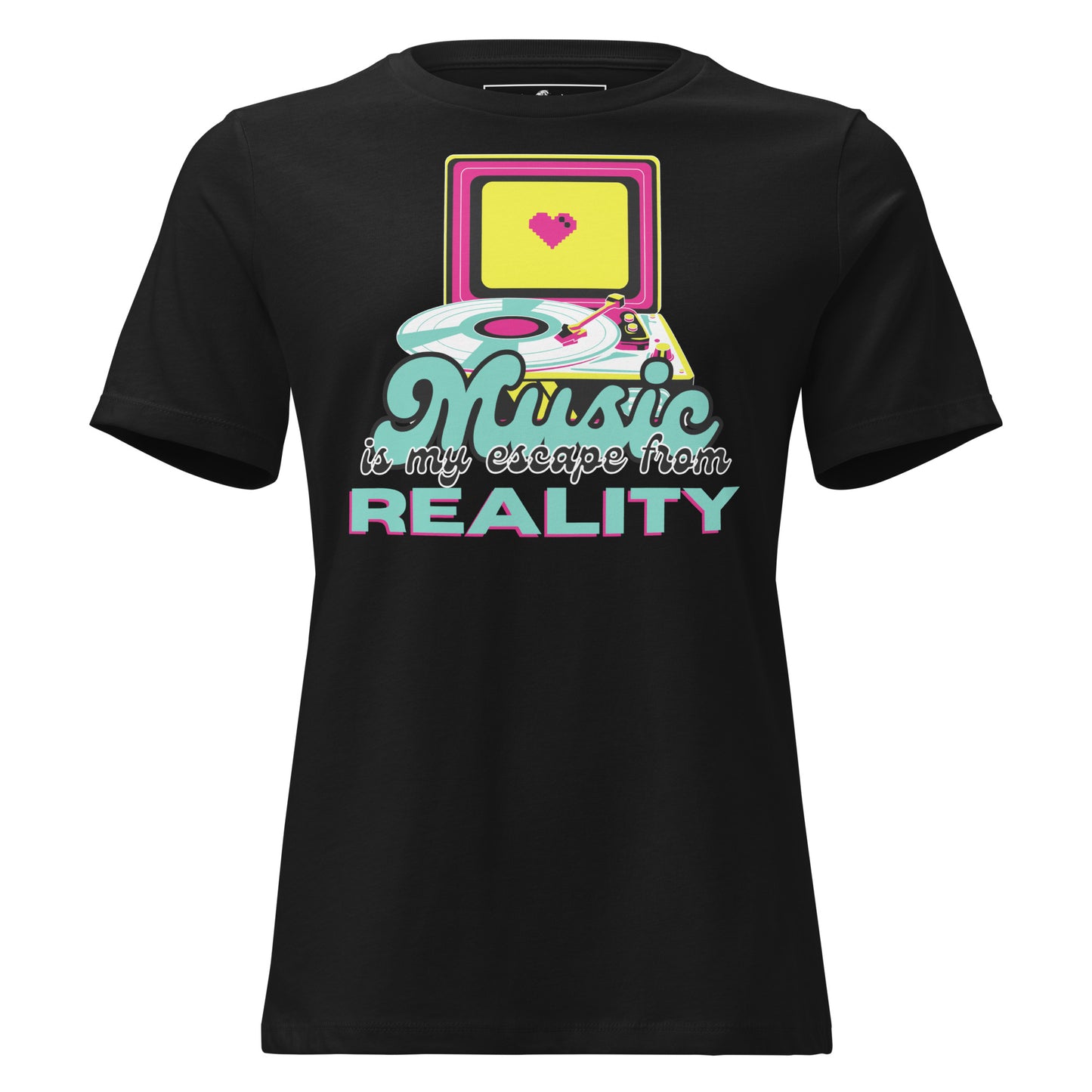 Music Is My Escape From Reality Black Motivational Women’s T-Shirt