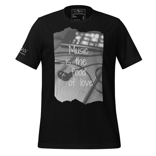 Music Is the Food of Love - Earbuds Edition Black Motivational Men's T-Shirt