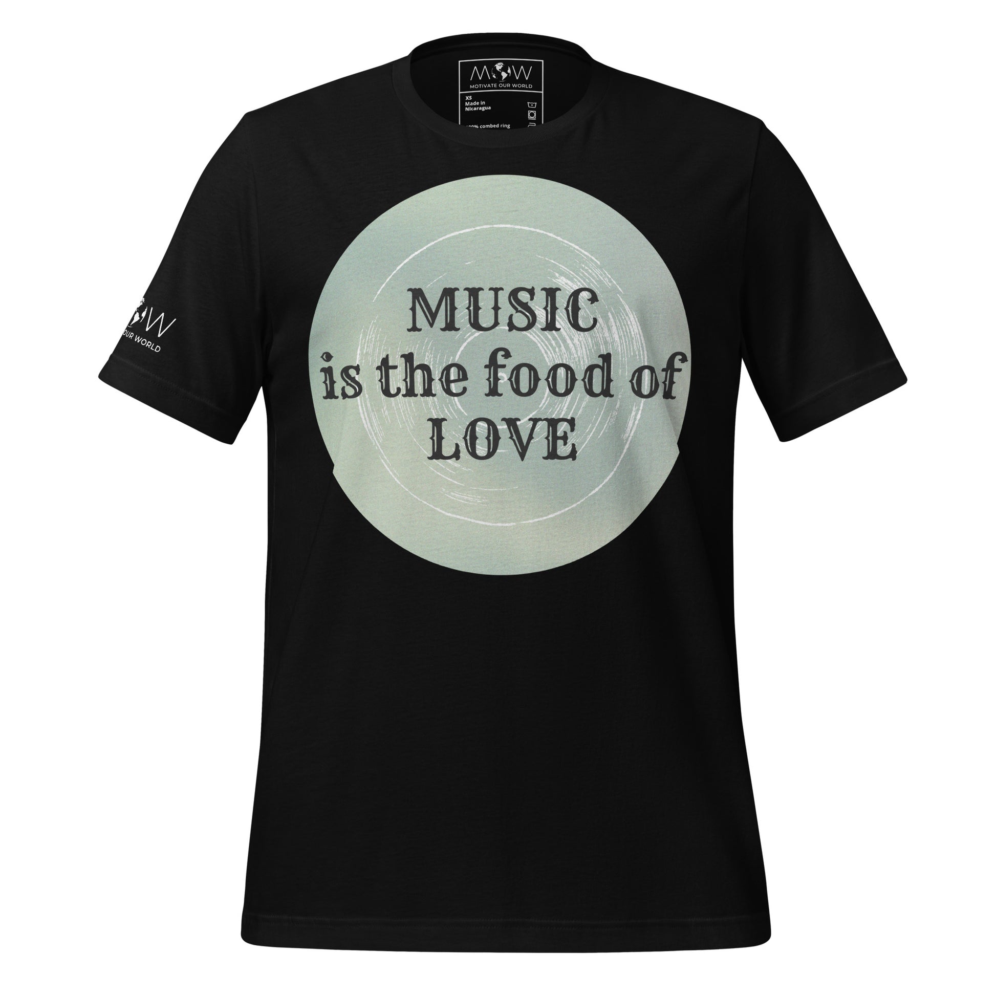 Music Is the Food of Love Black Motivational Men's T-Shirt