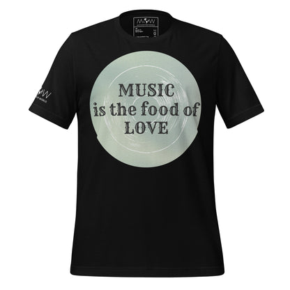 Music Is the Food of Love Black Motivational Men's T-Shirt