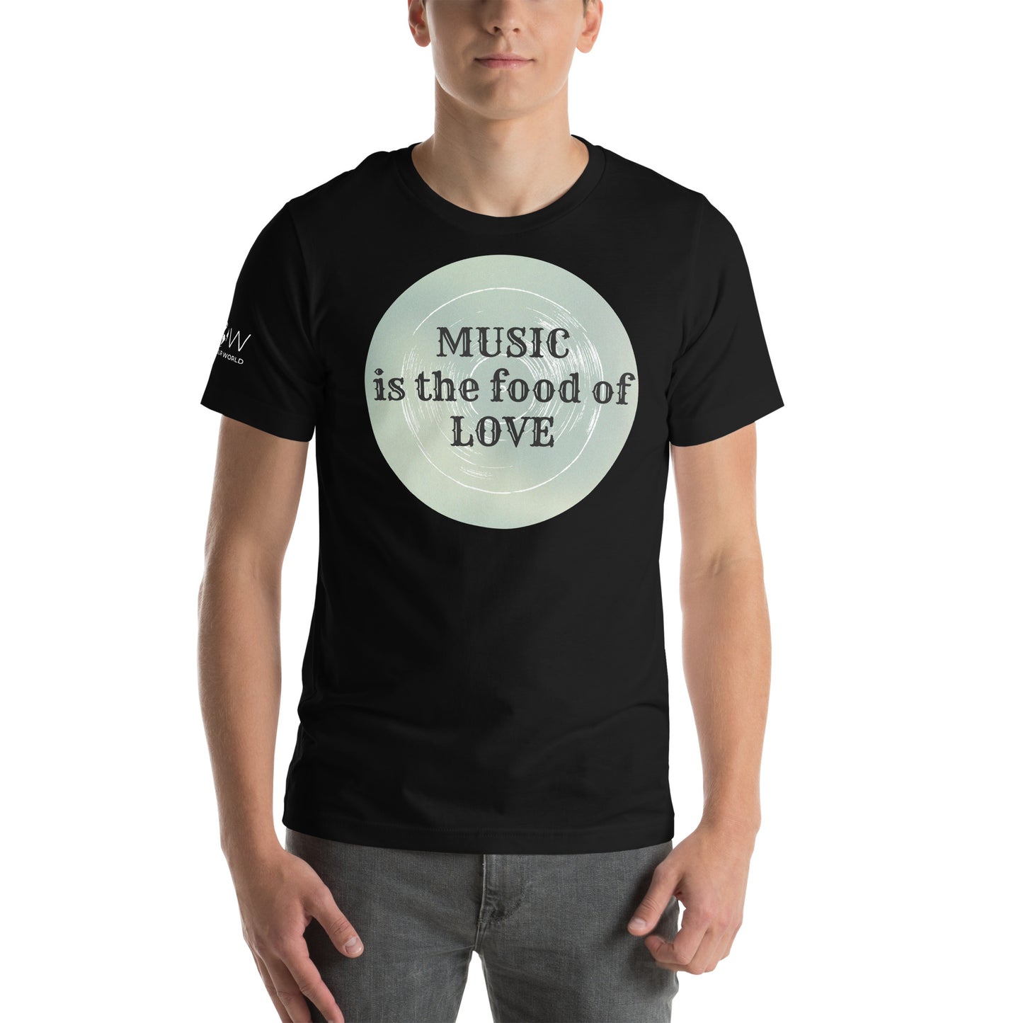 Music Is the Food of Love Black Motivational Men's T-Shirt Lifestyle