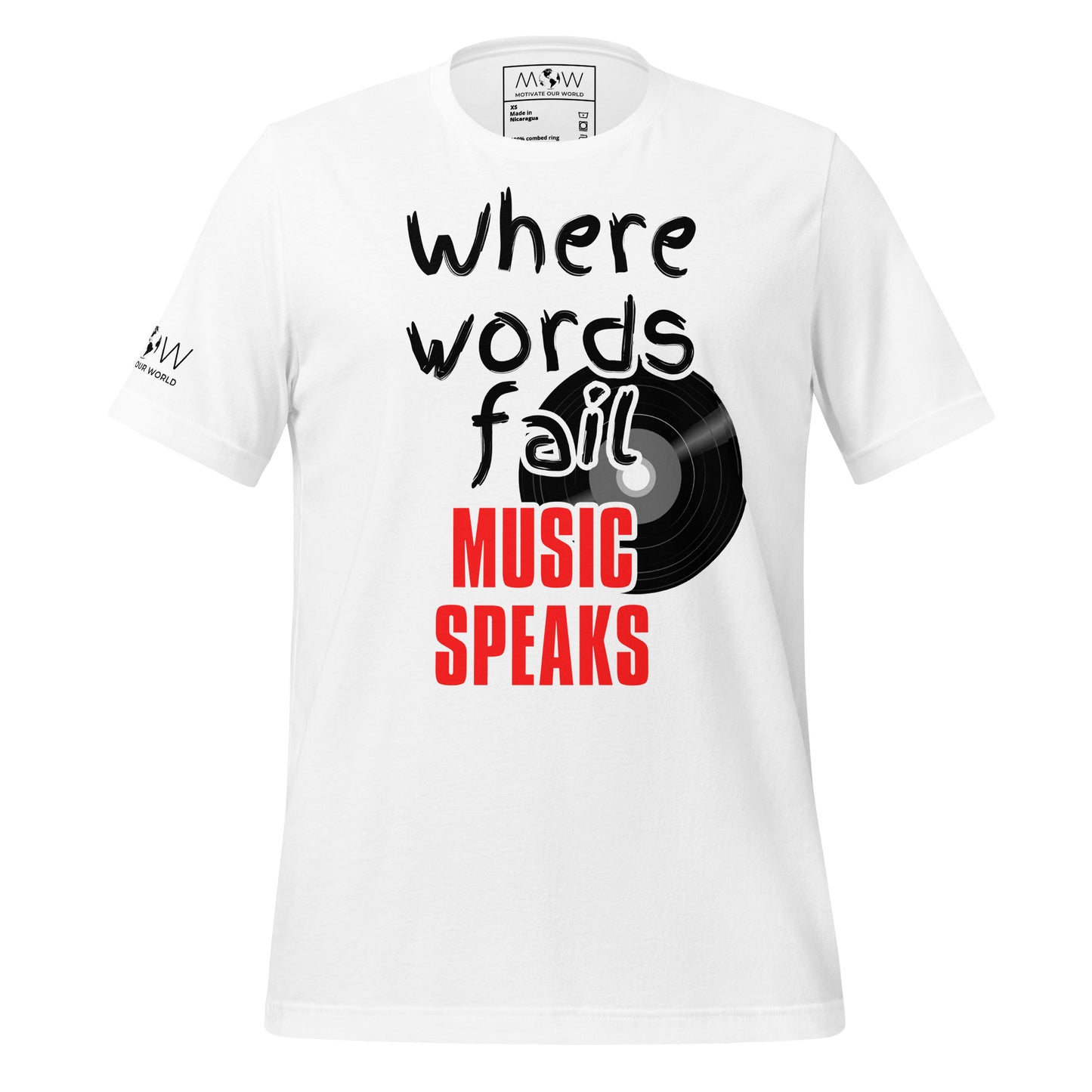 Music Speaks White Motivational Men's T-Shirt