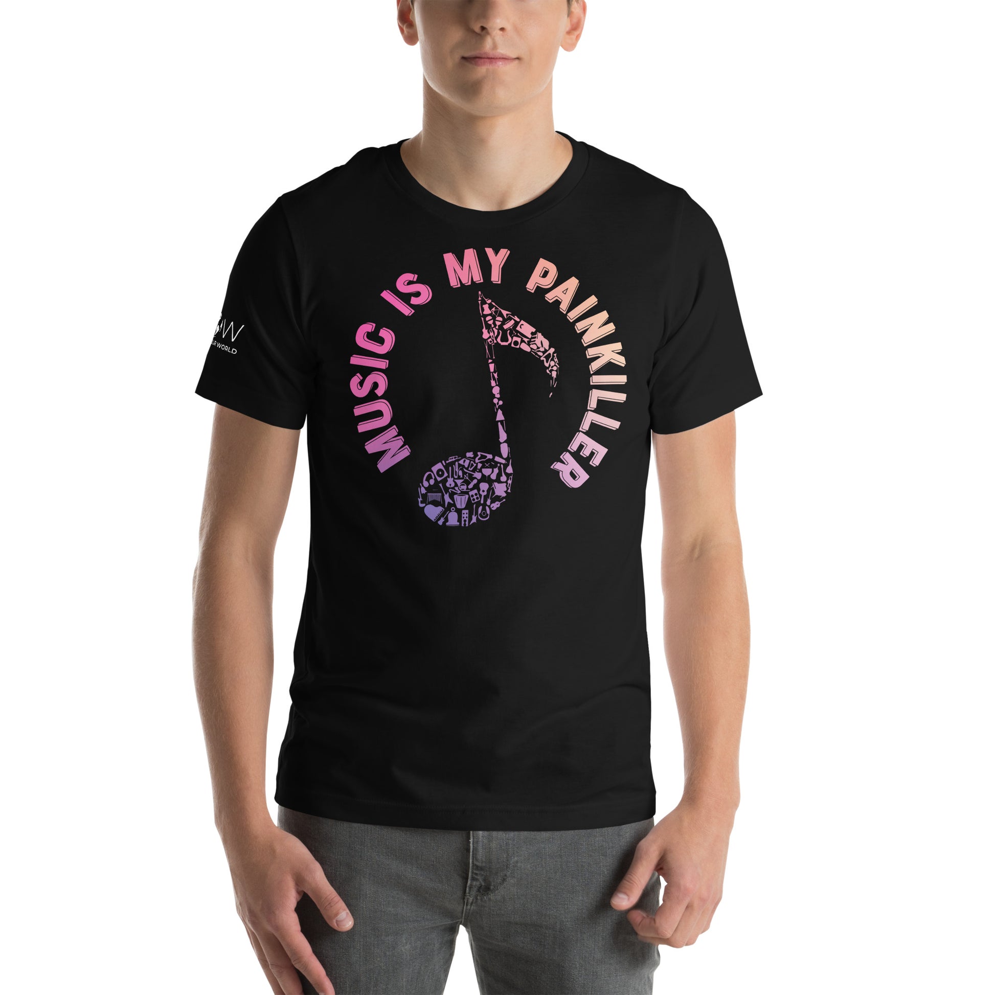 Music is My Painkiller - Icon Note Black Motivational Men's T-Shirt