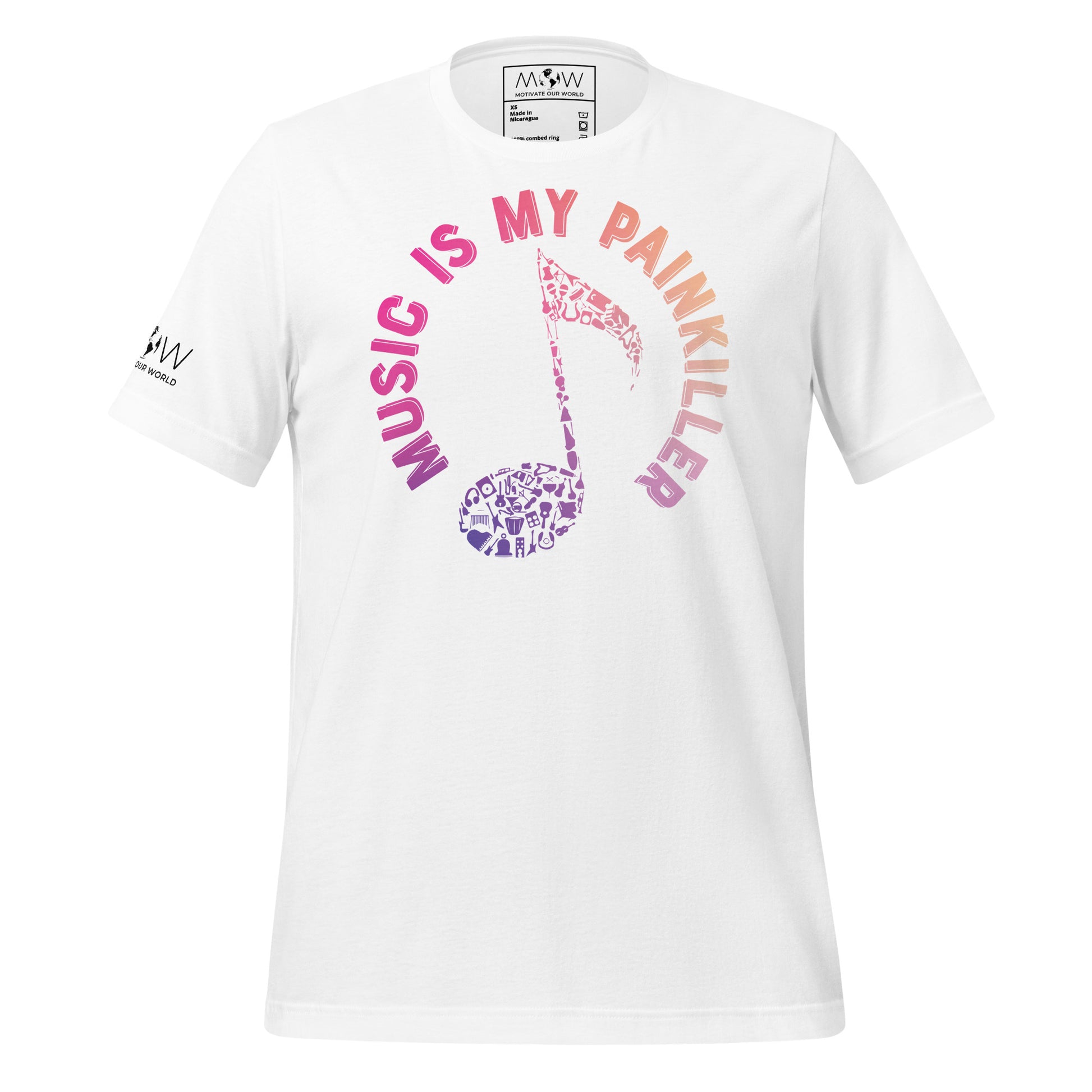Music is My Painkiller - Icon Note White Motivational Men's T-Shirt