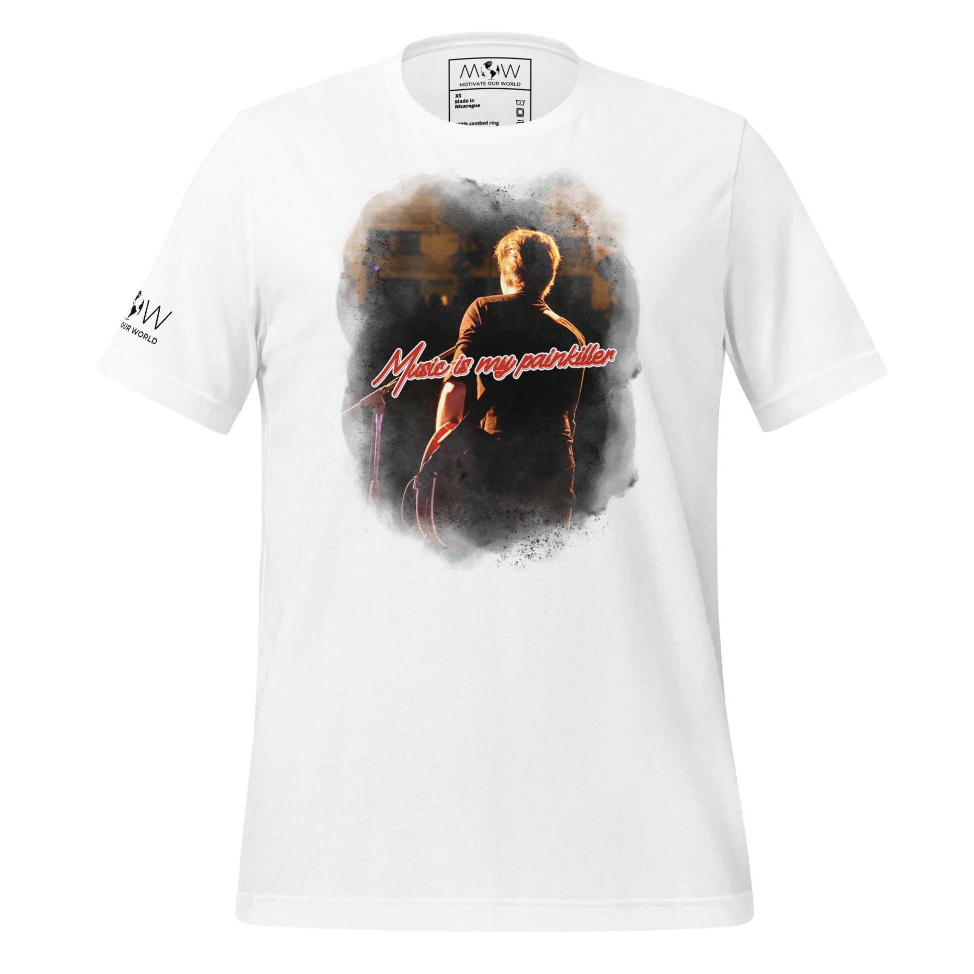 Music is My Painkiller - Live Performance White Motivational Men's T-Shirt