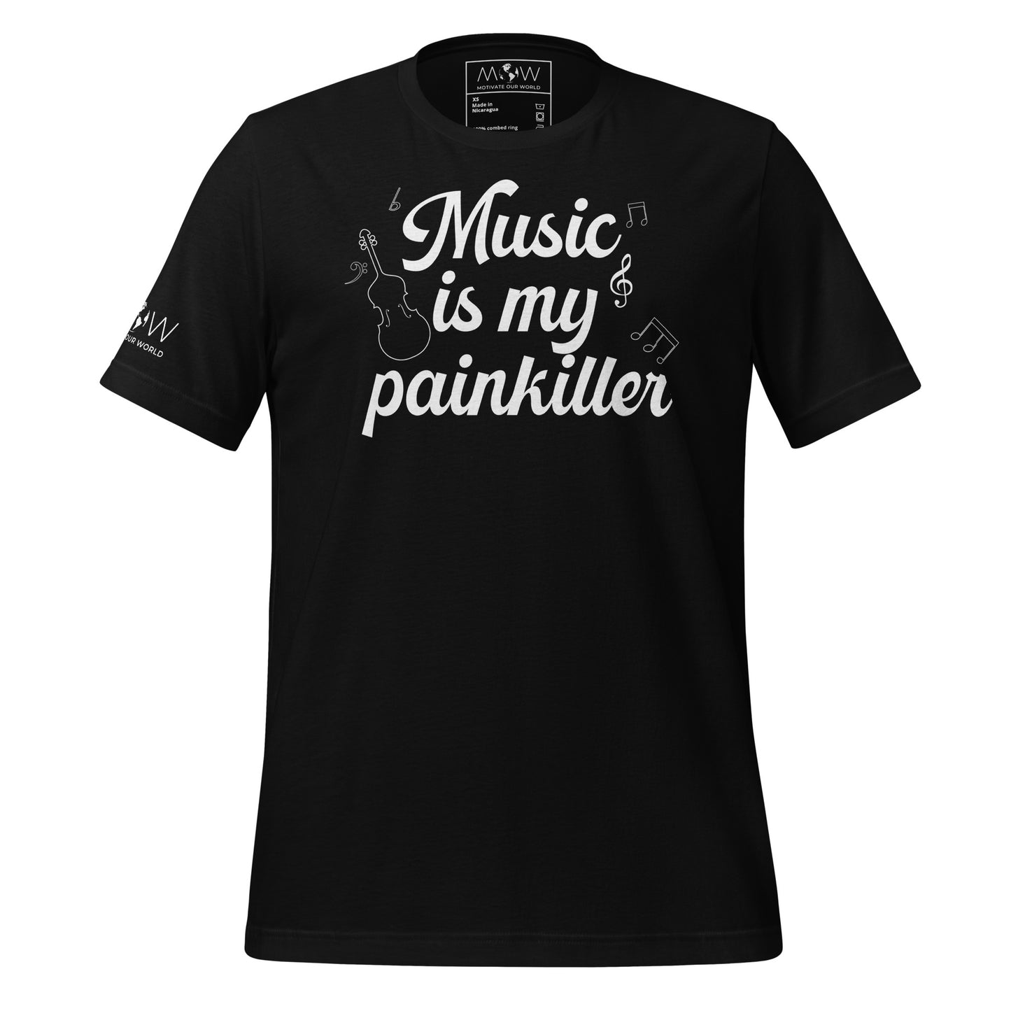 Music is My Painkiller - Notes Black Motivational Men's T-Shirt