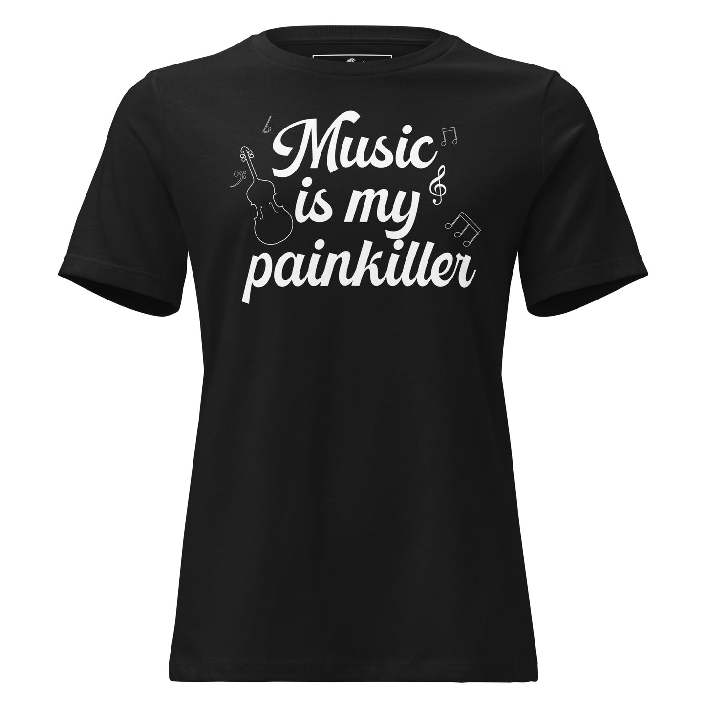 Music is My Painkiller - Notes Black Motivational Women’s T-Shirt