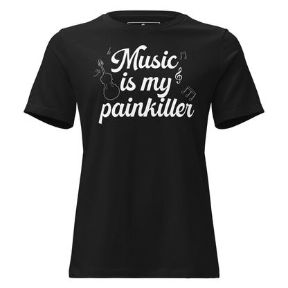 Music is My Painkiller - Notes Black Motivational Women’s T-Shirt