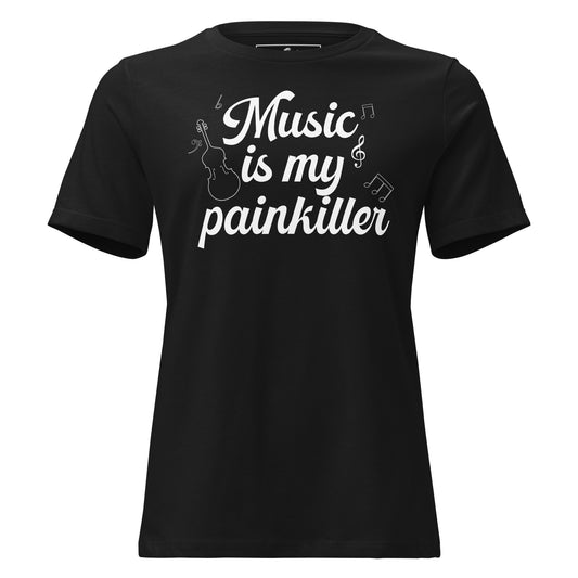 Music is My Painkiller - Notes Black Motivational Women’s T-Shirt