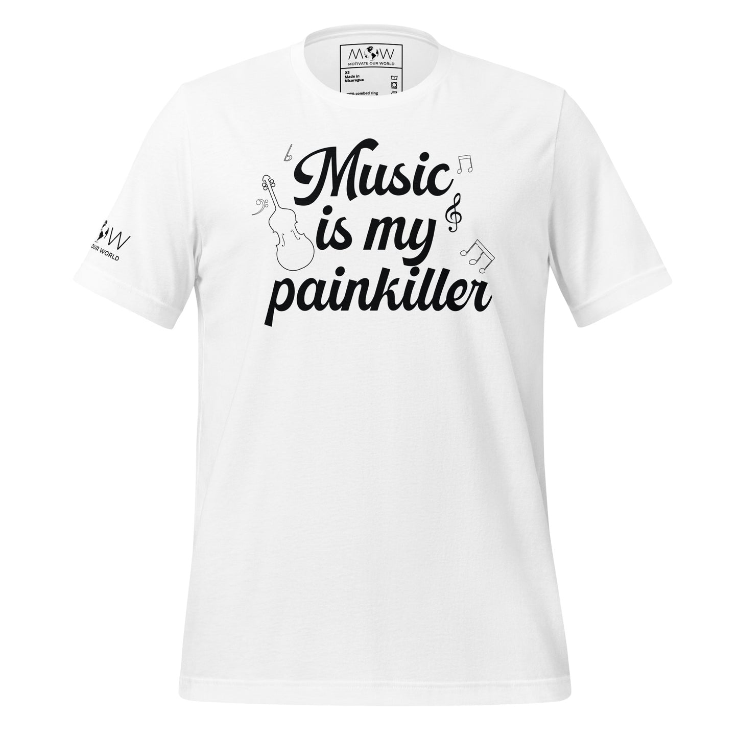 Music is My Painkiller - Notes White Motivational Men's T-Shirt