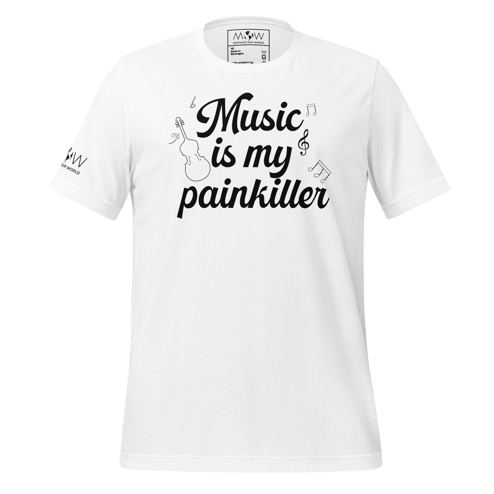 Music is My Painkiller - Notes White Motivational Men's T-Shirt