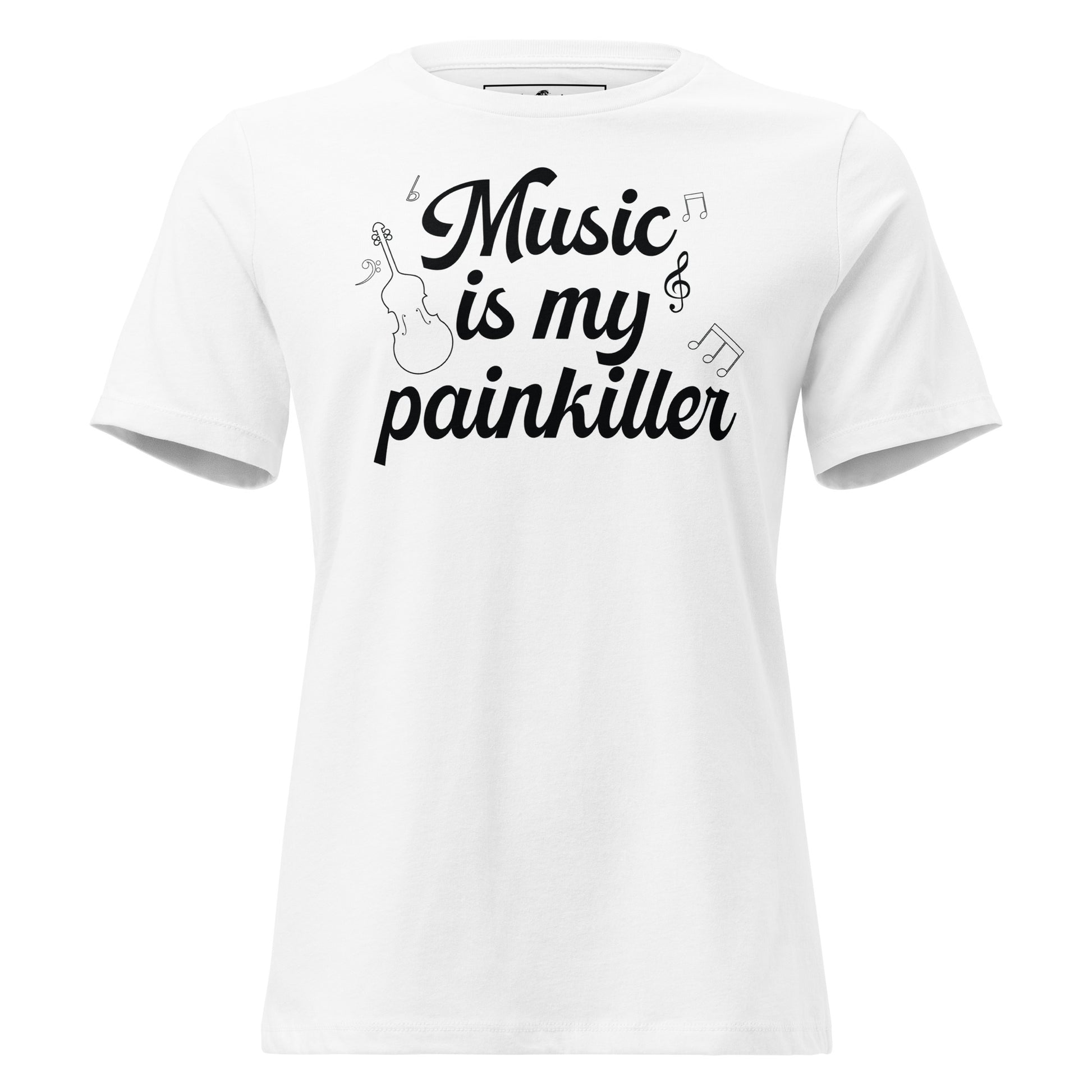 Music is My Painkiller - Notes White Motivational Women’s T-Shirt