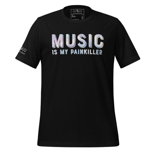 Music is My Painkiller Black Motivational Men's T-Shirt