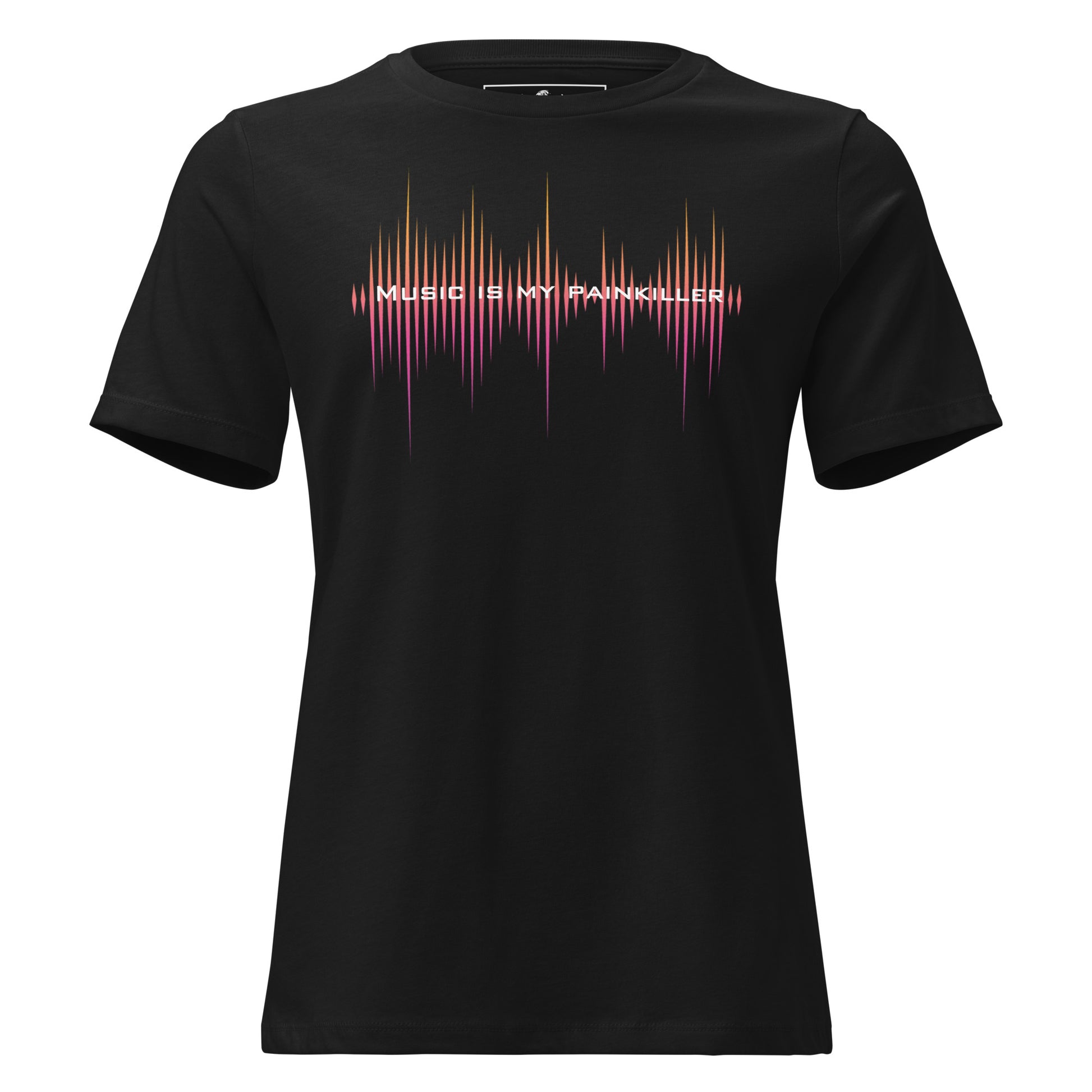 Music is My Painkiller Soundwave Black Motivational Women’s T-Shirt