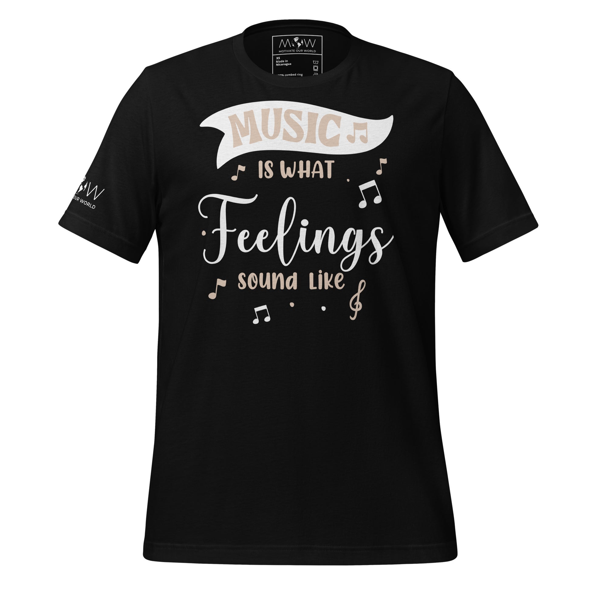 Music is What Feelings Sound Black Motivational Men's T-Shirt