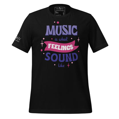 Music is What Feelings Sound Like Black Motivational Men's T-Shirt