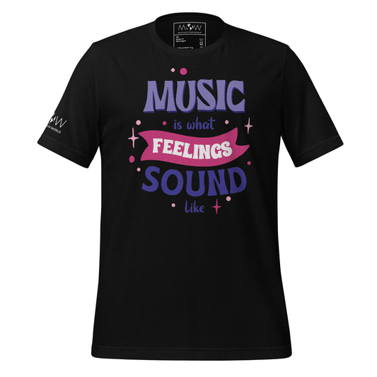 Music is What Feelings Sound Like Black Motivational Men's T-Shirt