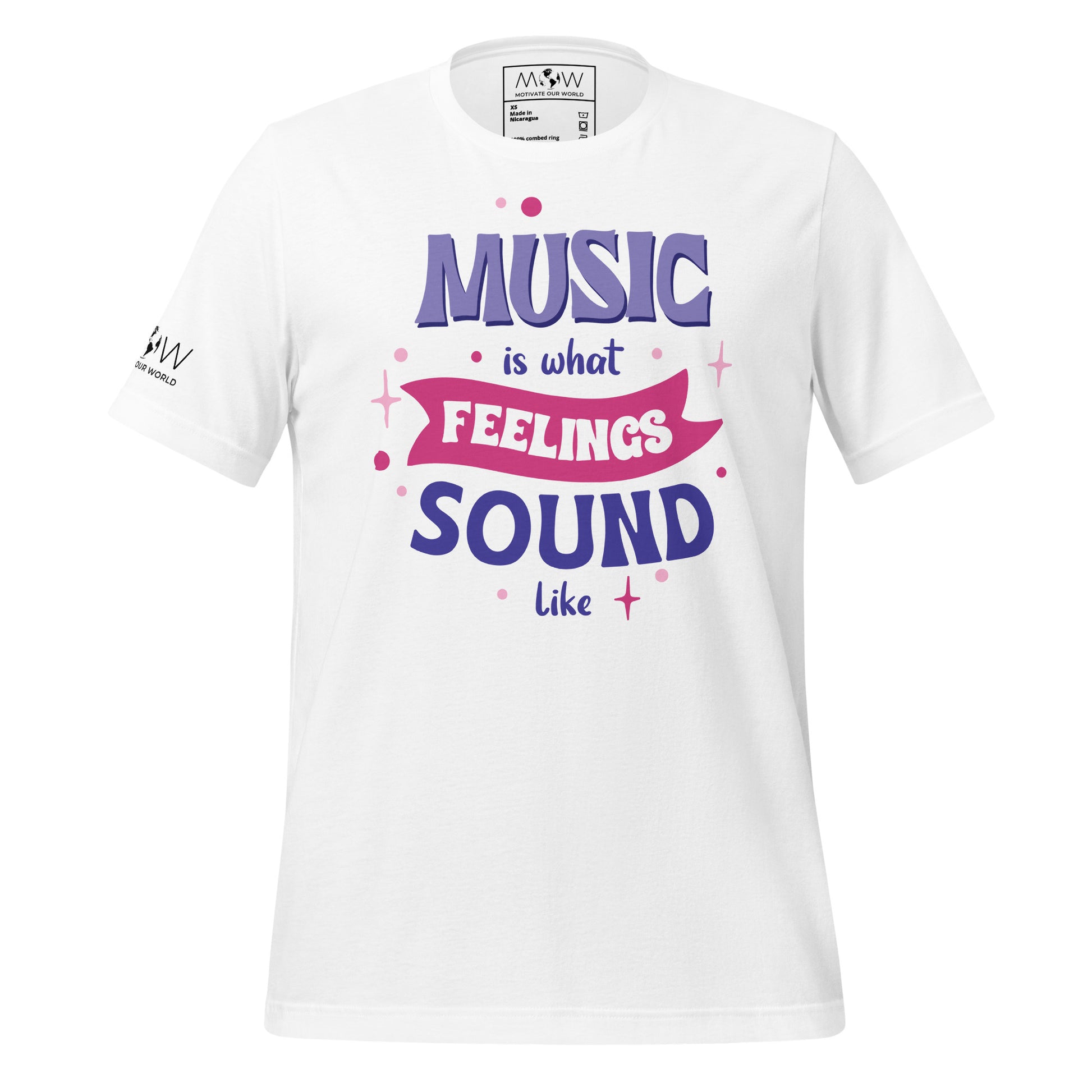 Music is What Feelings Sound Like White Motivational Men's T-Shirt