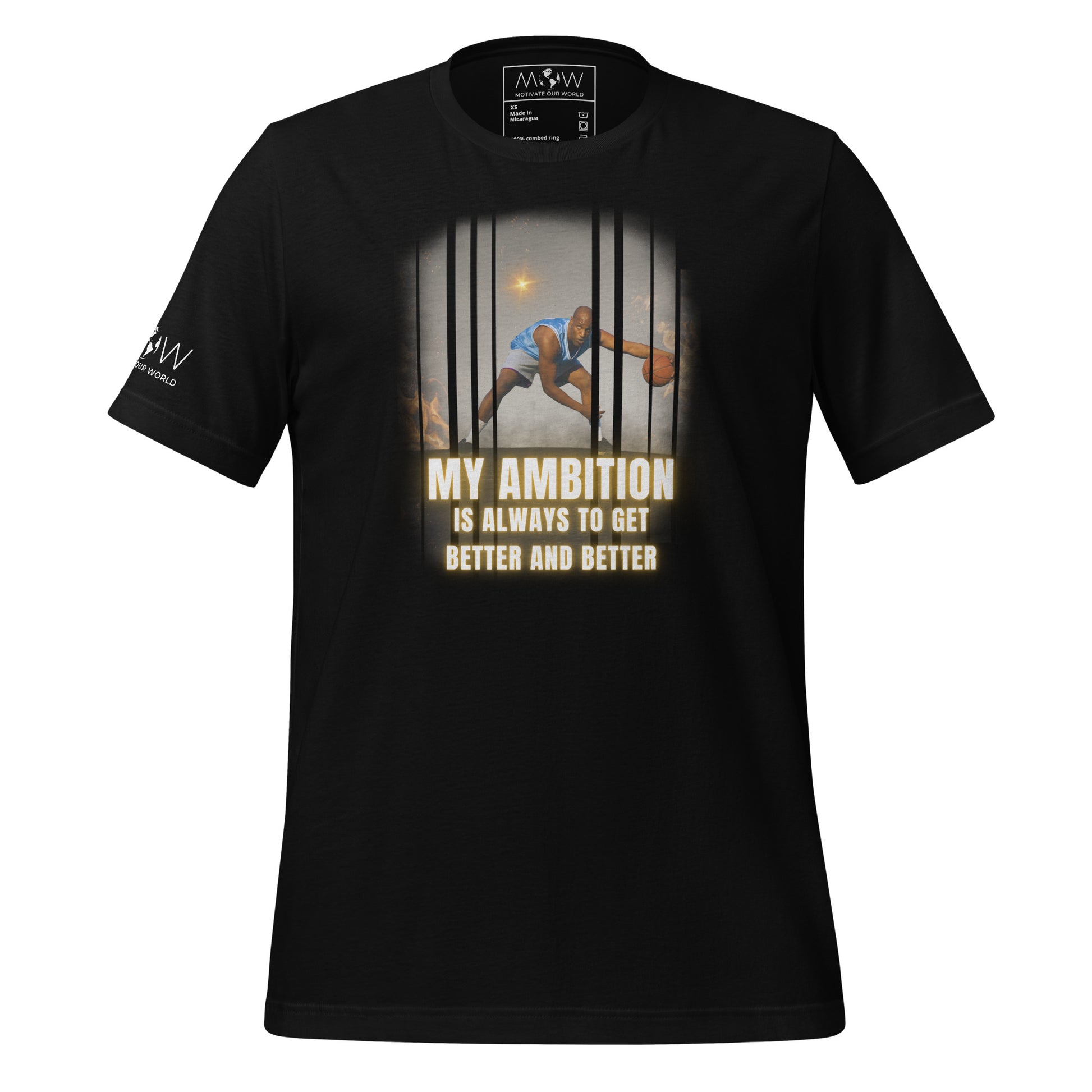 "My Ambition Is Always to Get Better and Better" Basketball Men's Motivational Black T-Shirt