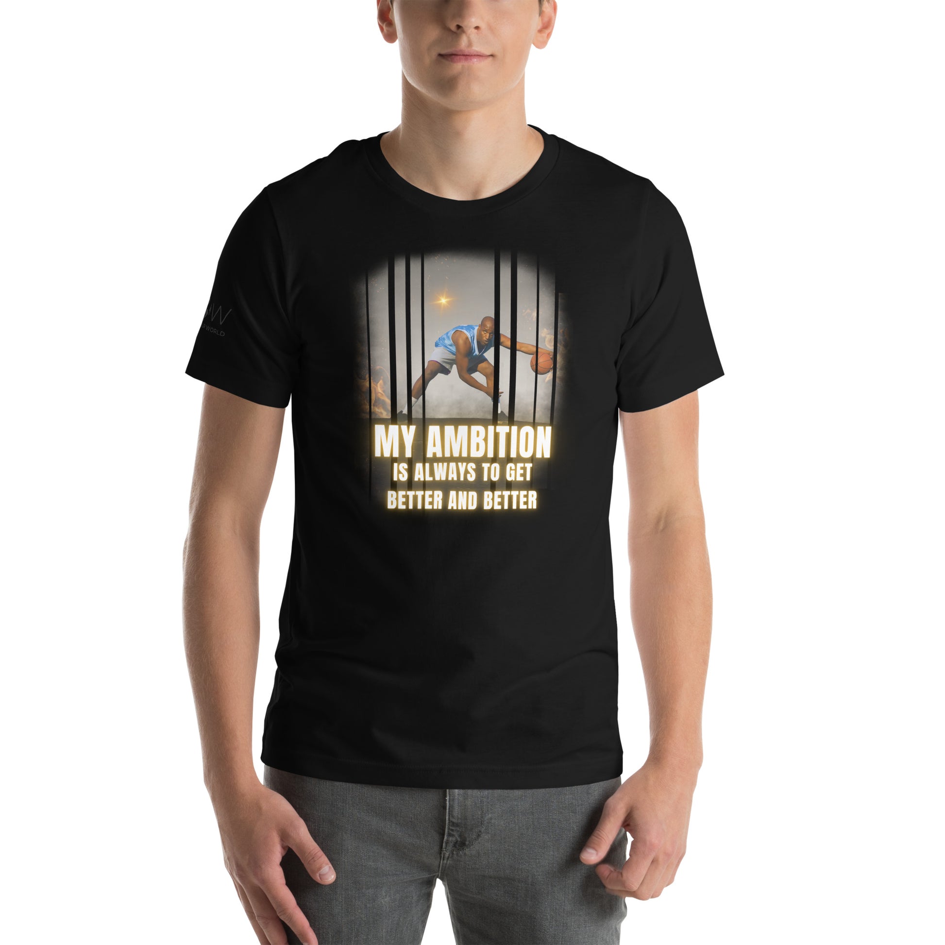"My Ambition Is Always to Get Better and Better" Basketball Men's Motivational Black T-Shirt