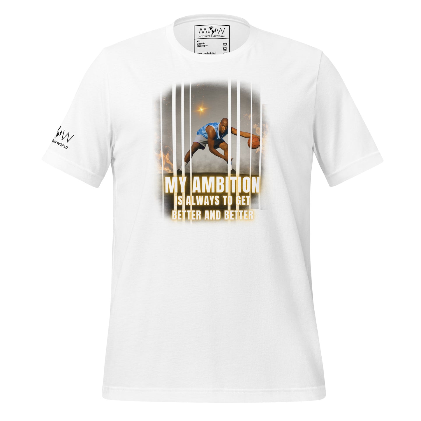 "My Ambition Is Always to Get Better and Better" Basketball Men's Motivational White T-Shirt