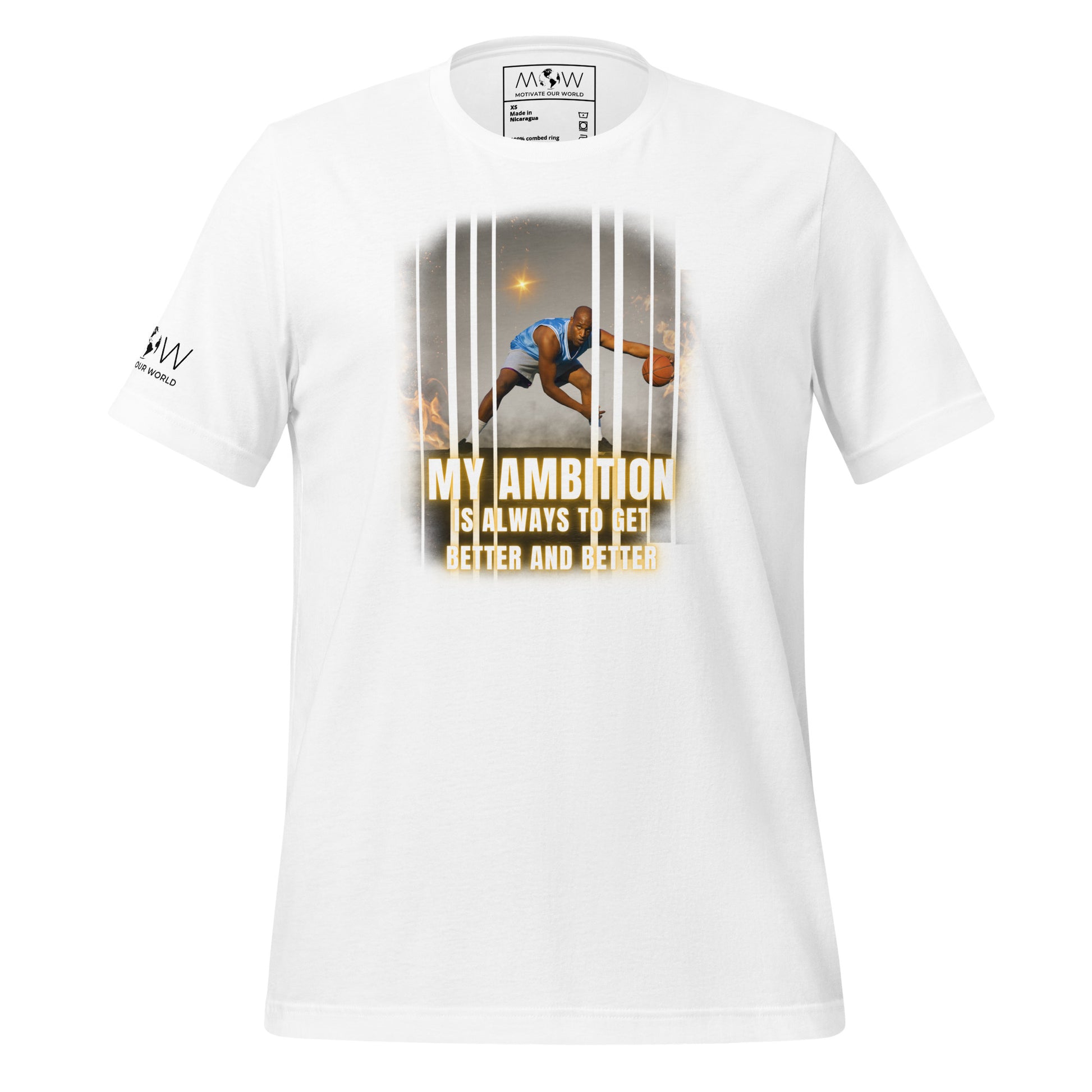 "My Ambition Is Always to Get Better and Better" Basketball Men's Motivational White T-Shirt