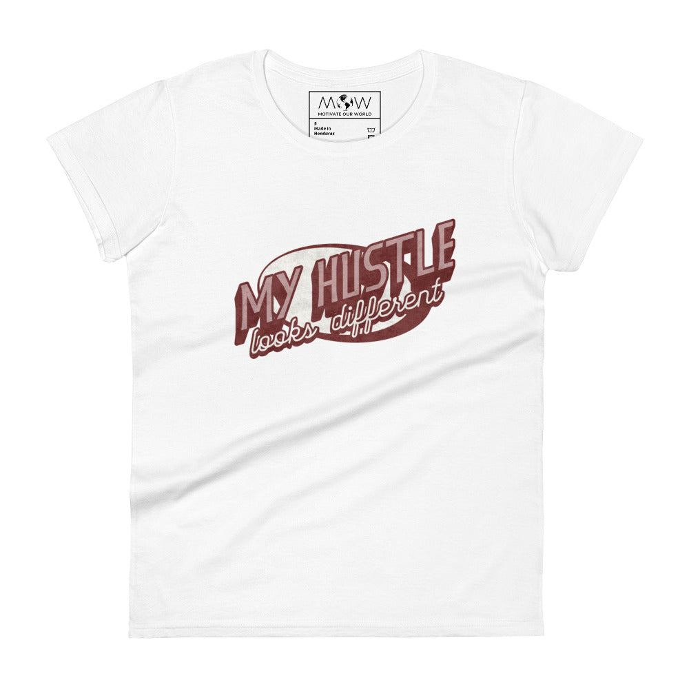 My Hustle Looks Different Retro Women’s Motivational White T-Shirt
