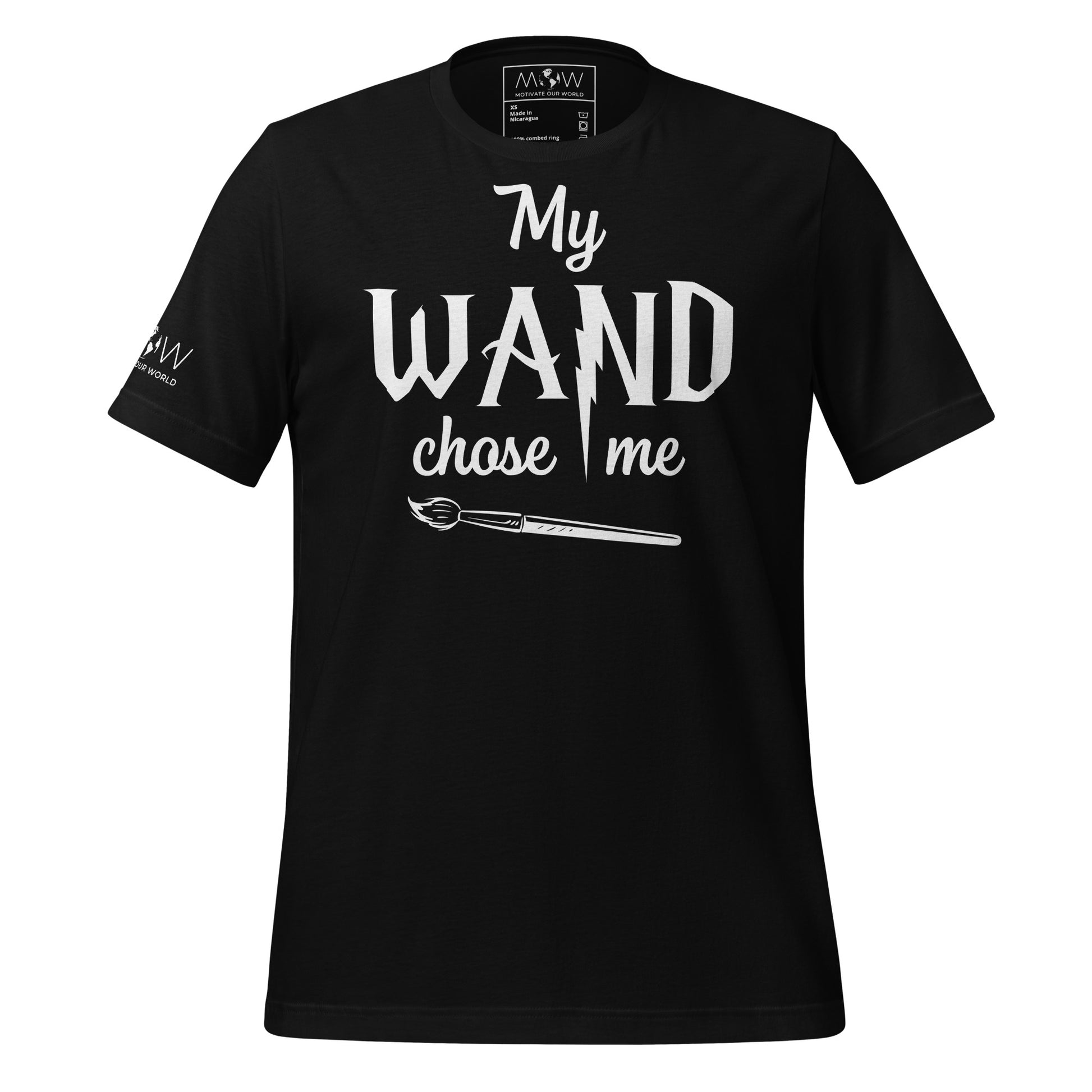 My Wand Chose Me Artist – Bold Wizard-Inspired Black Motivational Men's T-Shirt